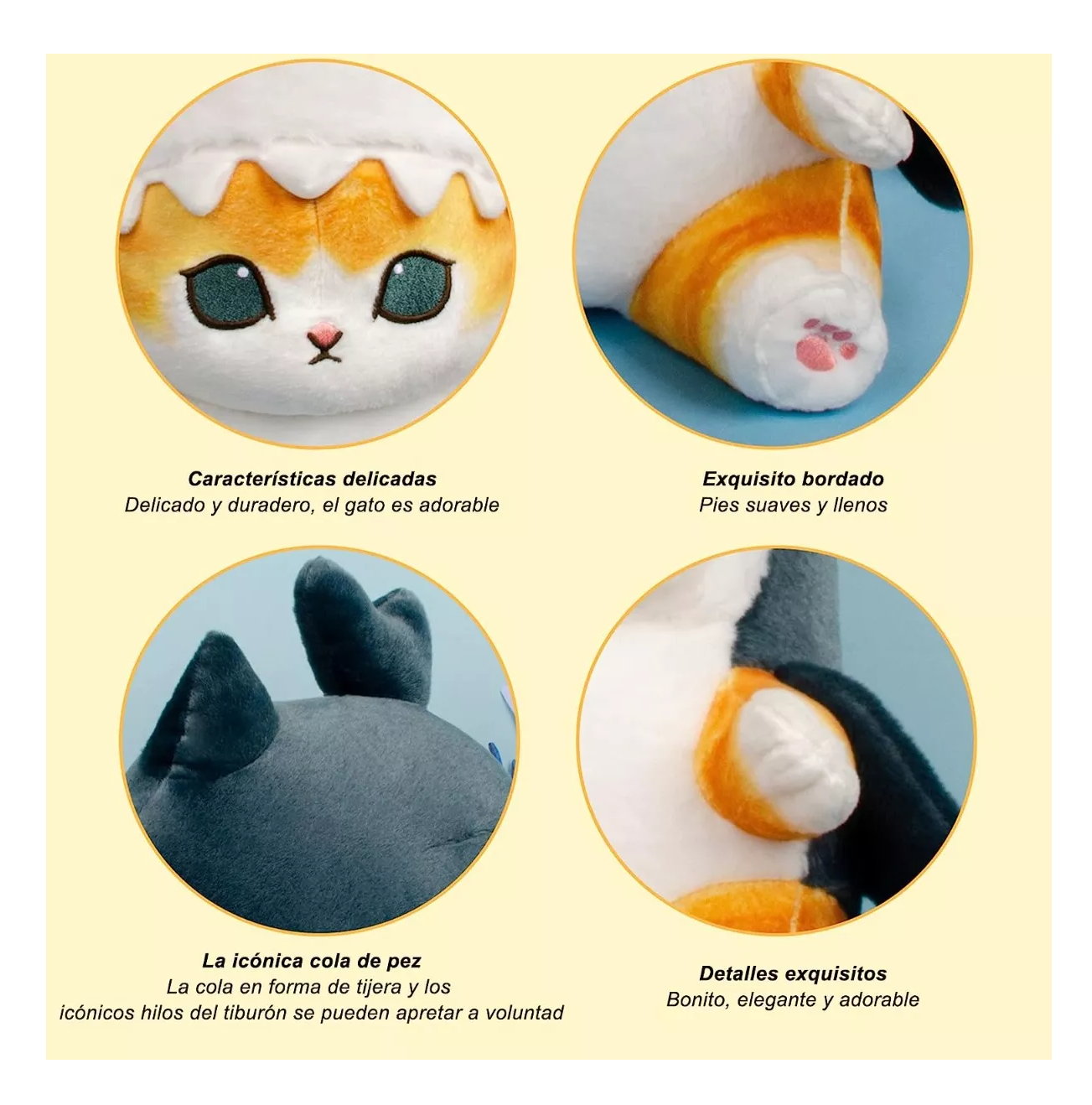 Gato Gatito De Peluche 22cm Negro con cafe