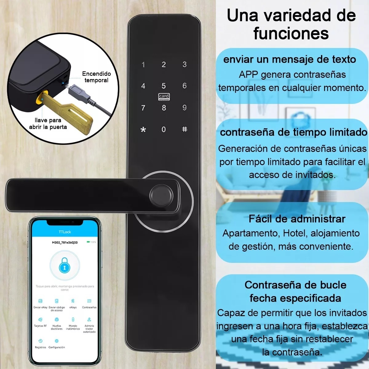 Cerradura Electrónica Inteligente C/lector D/huella Dactilar