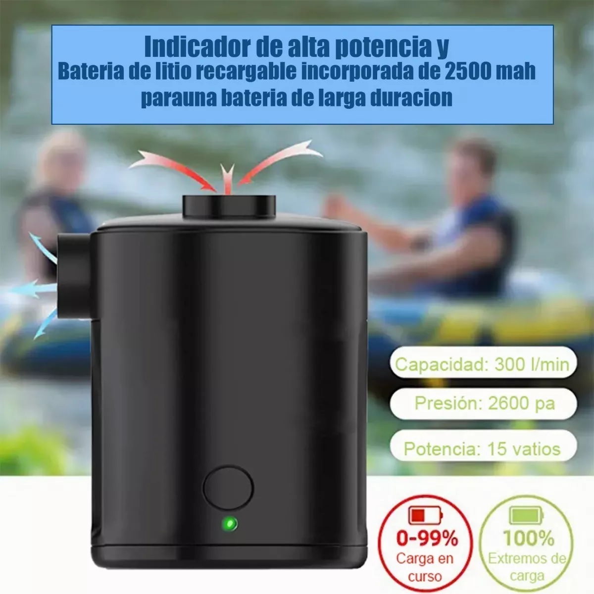 Inflador Eléctrico Para Colchón Inflable Y Piscina Cuadrado