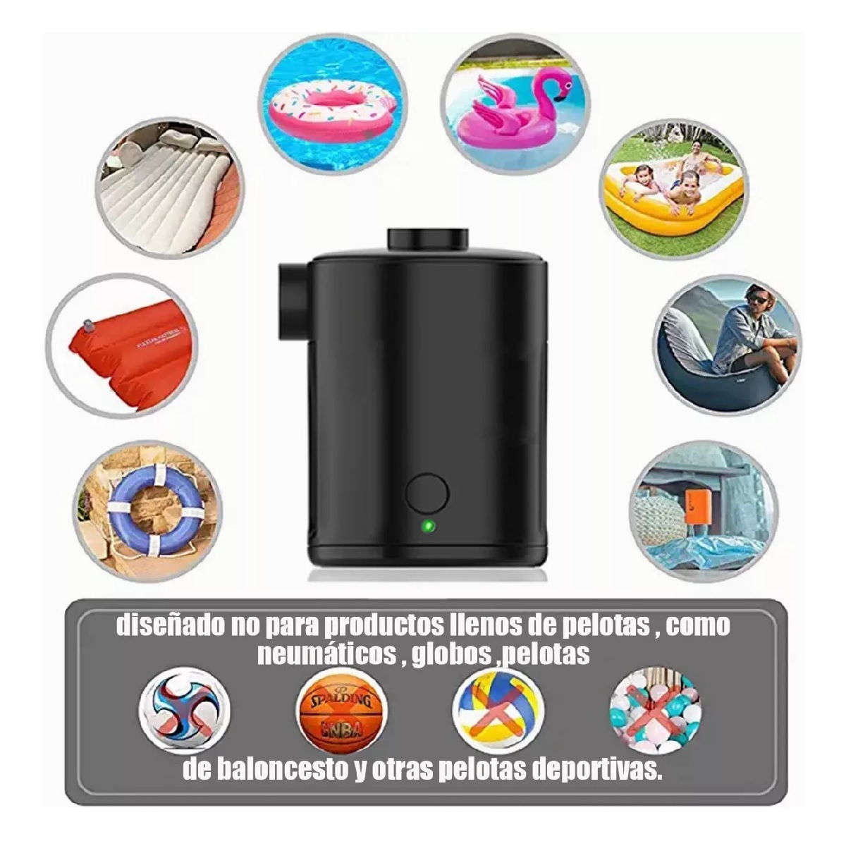 Inflador Eléctrico Para Colchón Inflable Y Piscina Cuadrado