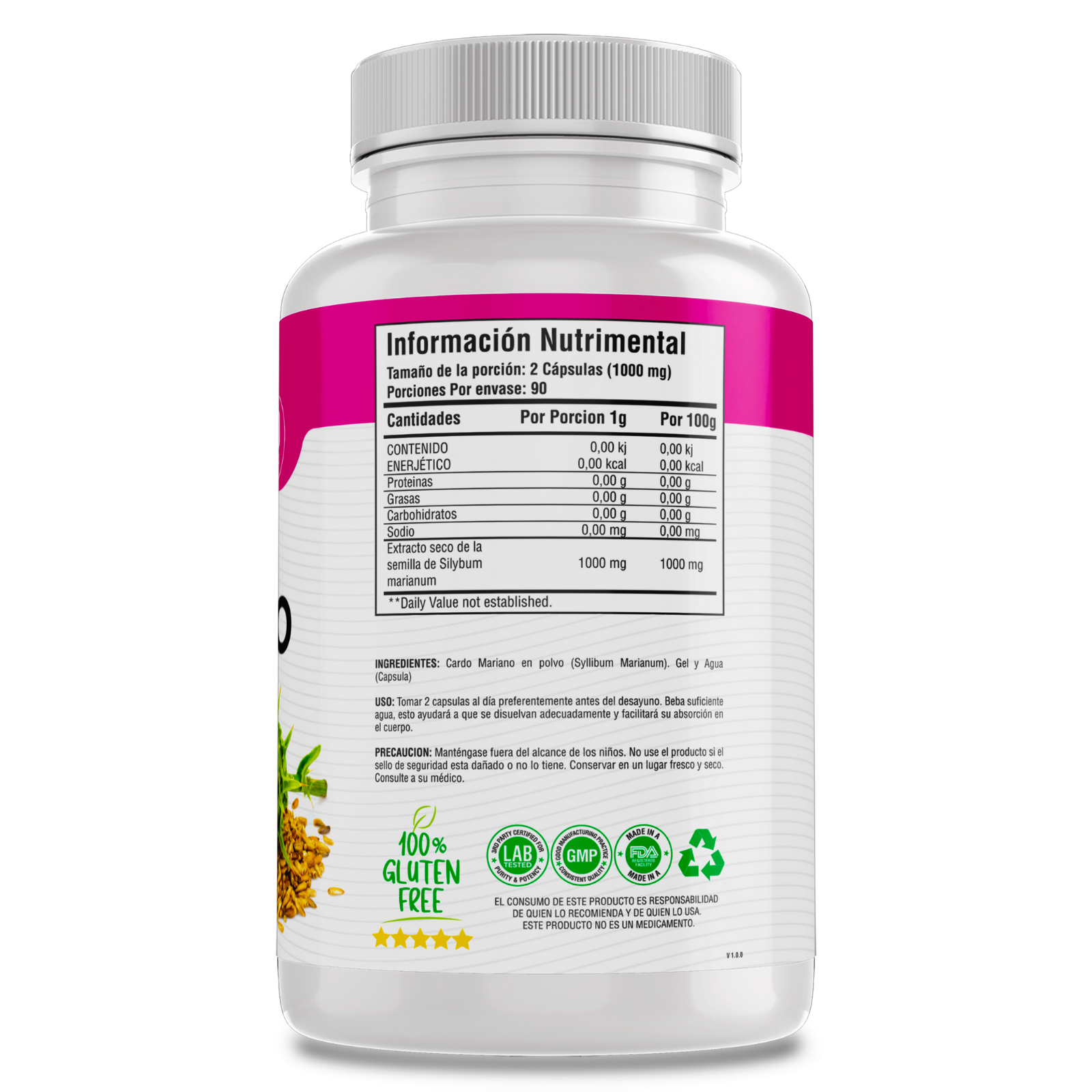 Cardo Mariano 100% Puro (180 Capsulas 500mg) |ORGANICO | NATURAL | Para 90 Dias | - Milk Thistle