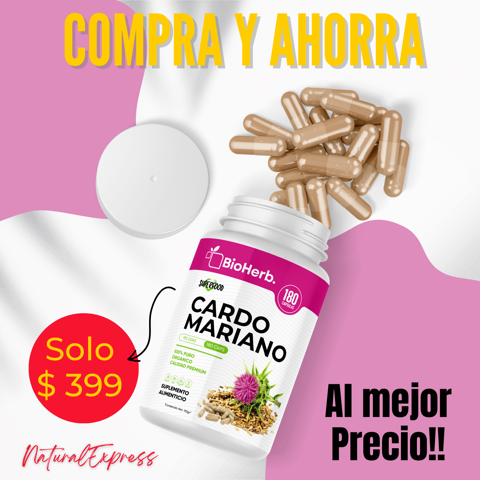 Cardo Mariano Concentrado Premium 100 Capsulas 500mg : : Salud  y Cuidado Personal