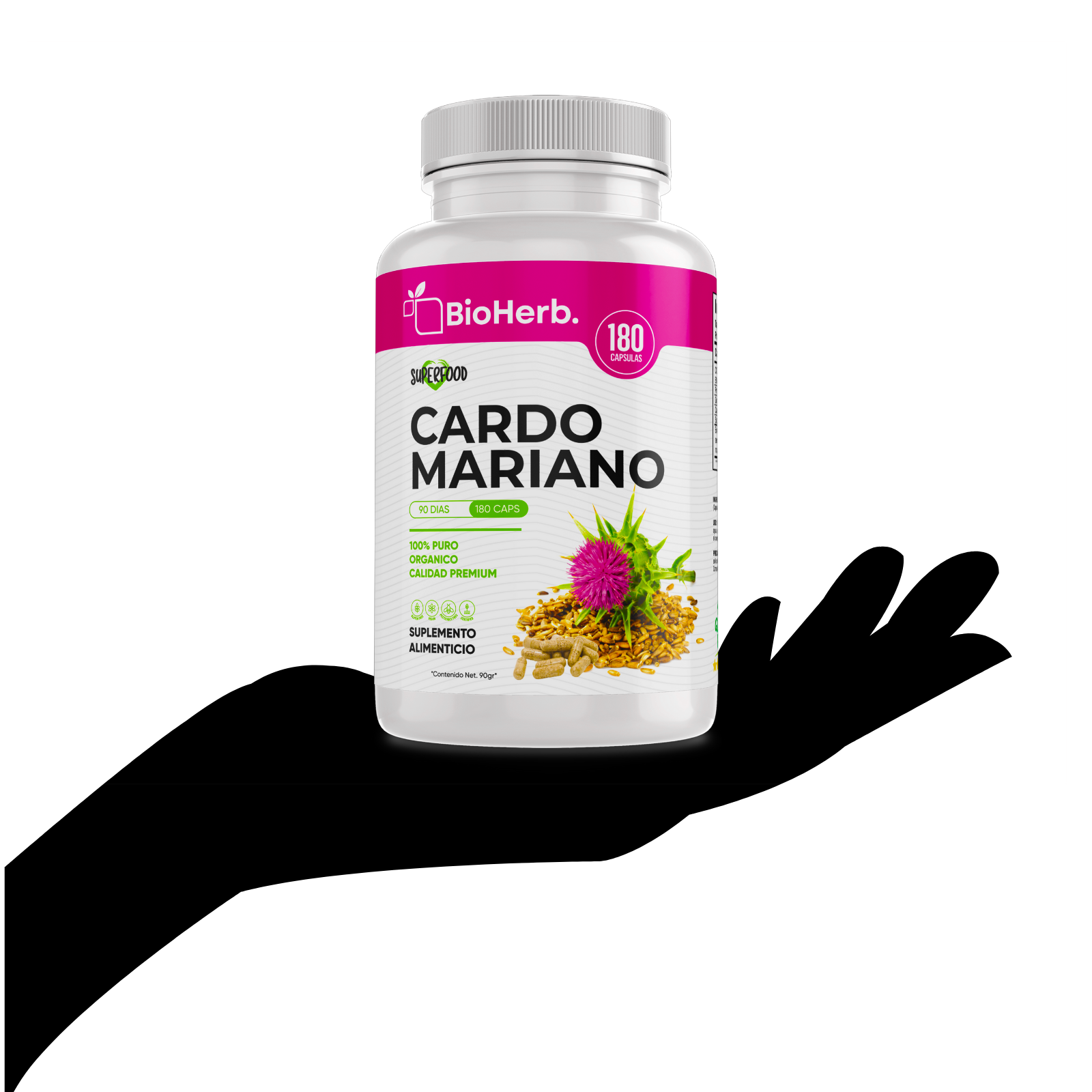 Cardo Mariano 100% Puro (180 Capsulas 500mg) |ORGANICO | NATURAL | Para 90 Dias | - Milk Thistle