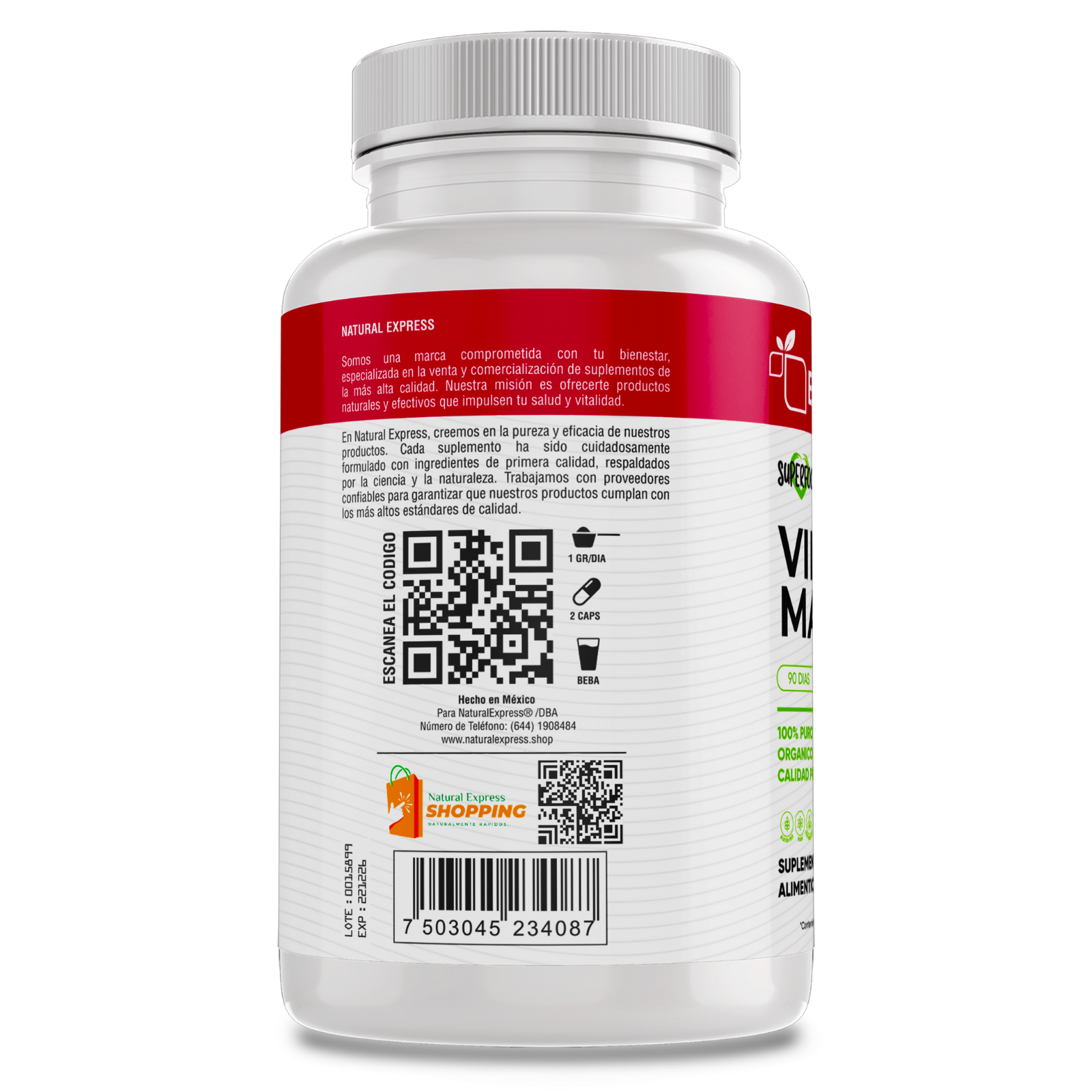 Vinagre de Manzana 100% Puro (180 Capsulas 500mg) |ORGANICO | NATURAL |  Para 90 Dias | - Organic Apple Cider - BioHerb.