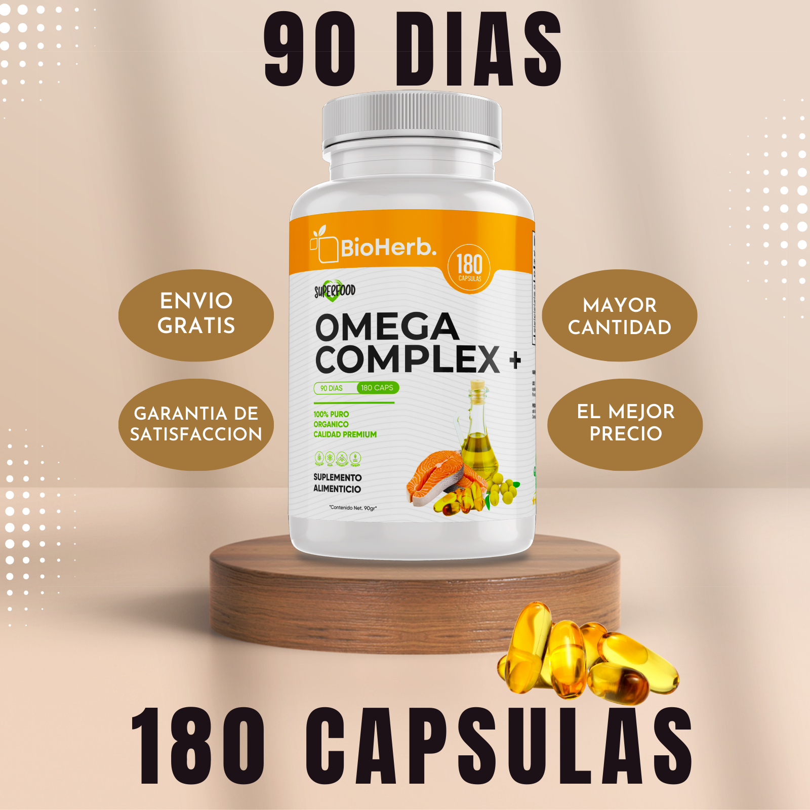 Omega Complex + 3, 6 y 9 100% Puro (90 Capsulas 1000mg) |ORGANICO | NATURAL | Para 90 Dias | - Omega Complex +