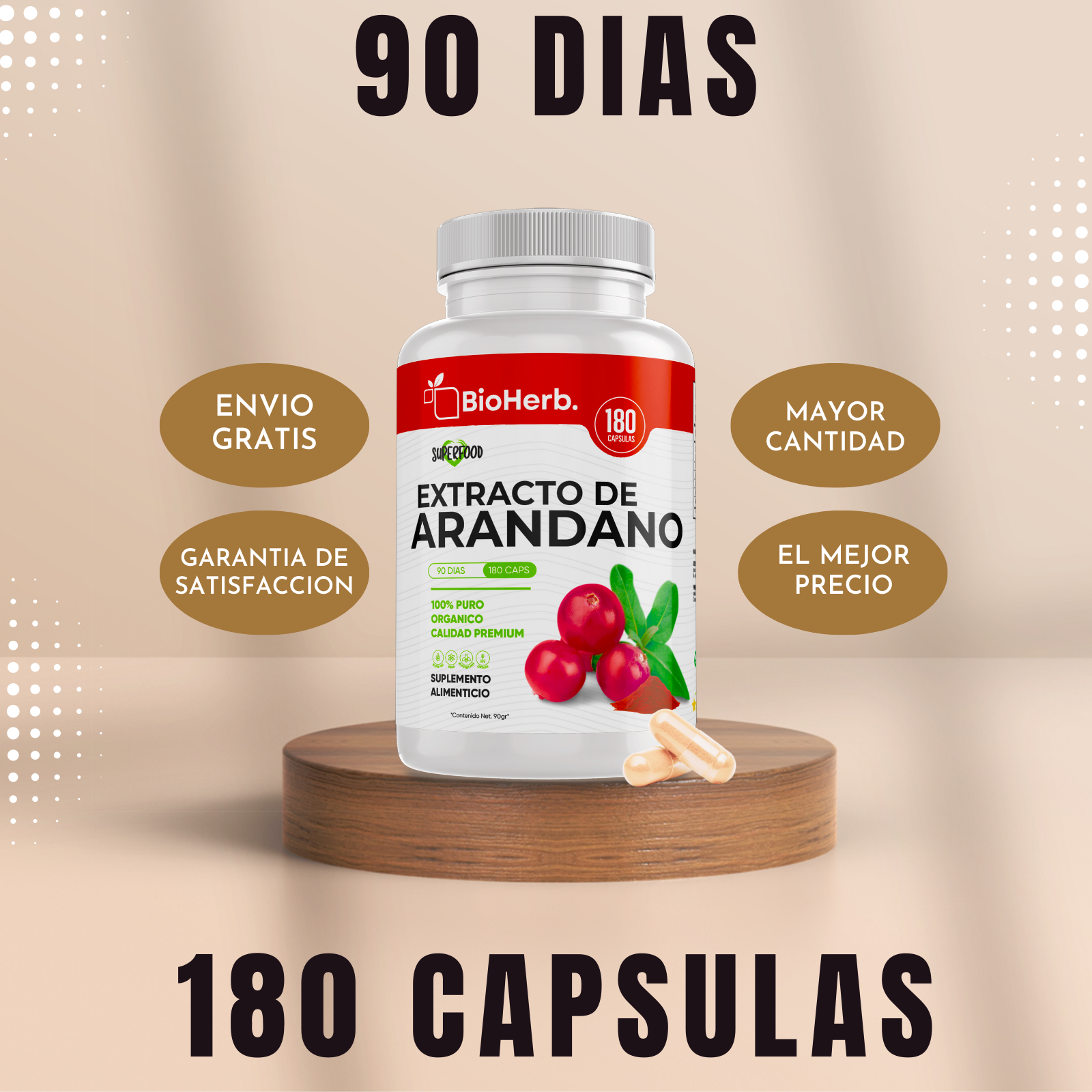 Extracto de Arandano 100% Puro (180 Capsulas 500mg) |ORGANICO | NATURAL | Para 90 Dias | - Organic Cranberry Extract Extract