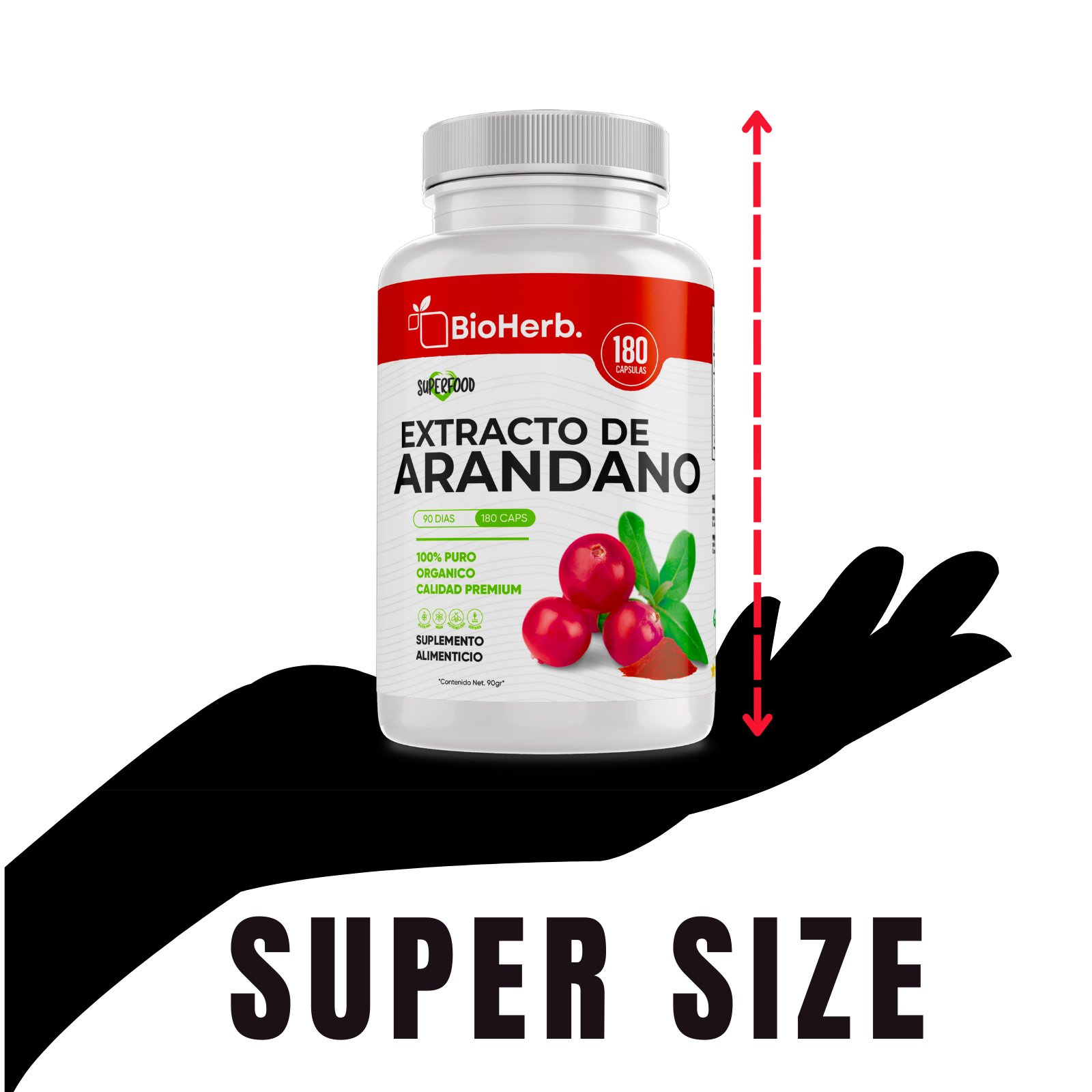 Extracto de Arandano 100% Puro (180 Capsulas 500mg) |ORGANICO | NATURAL | Para 90 Dias | - Organic Cranberry Extract Extract