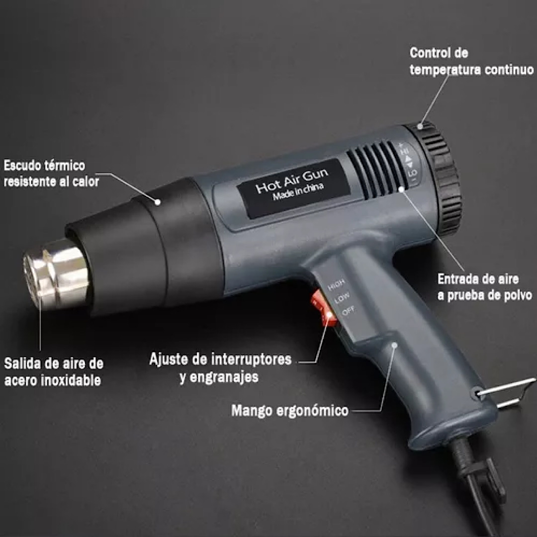 Pistola De Aire Caliente Ajustable Con Temperatura Constante