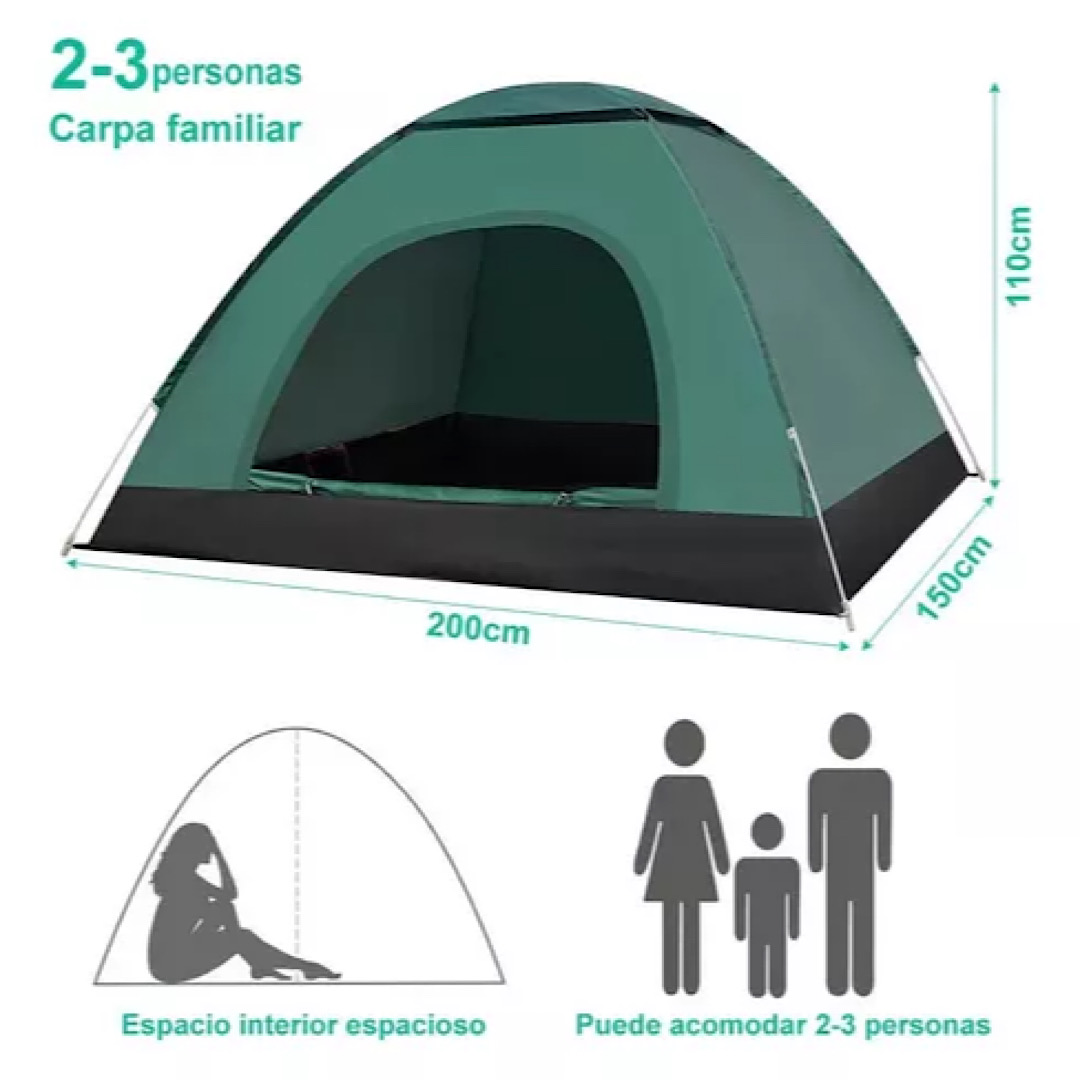 Tiendas Casa Campaña 3 Personas/gran Espacio /fácil Instalar