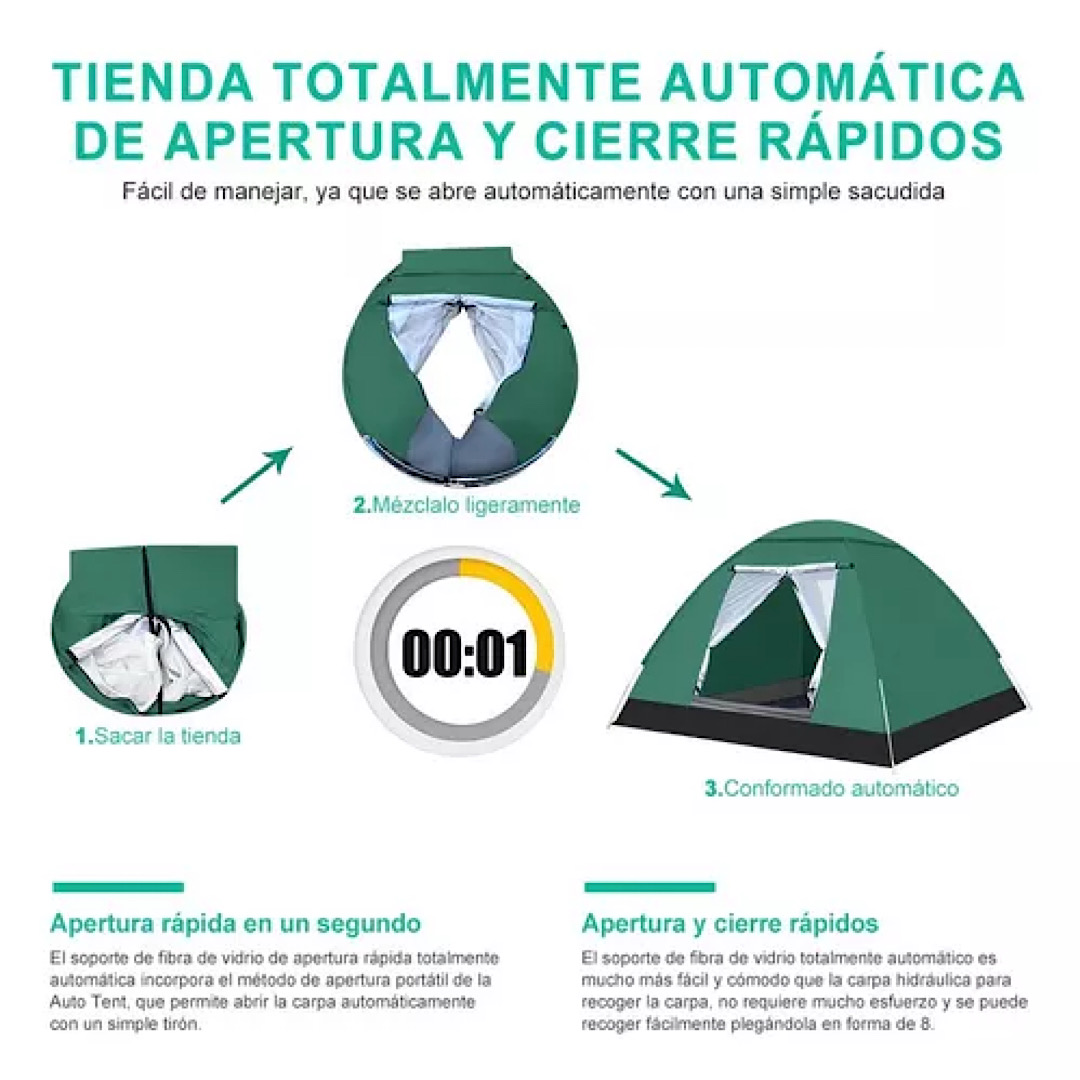 Tiendas Casa Campaña 3 Personas/gran Espacio /fácil Instalar