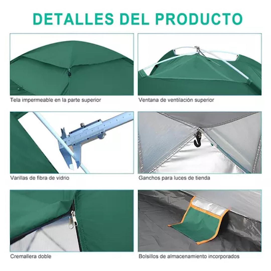 Tiendas Casa Campaña 3 Personas/gran Espacio /fácil Instalar