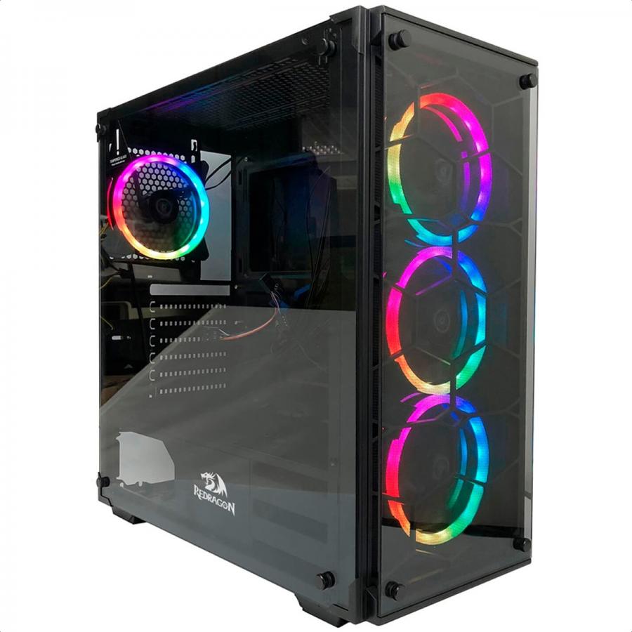 Gabinete Redragon Wheeljack RGB 3 Ventiladores Vidrio Templado GC-606BK-3RGB