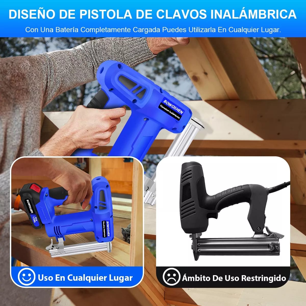 Engrapadora Y Clavadora Eléctrica Inalámbrica Profesional