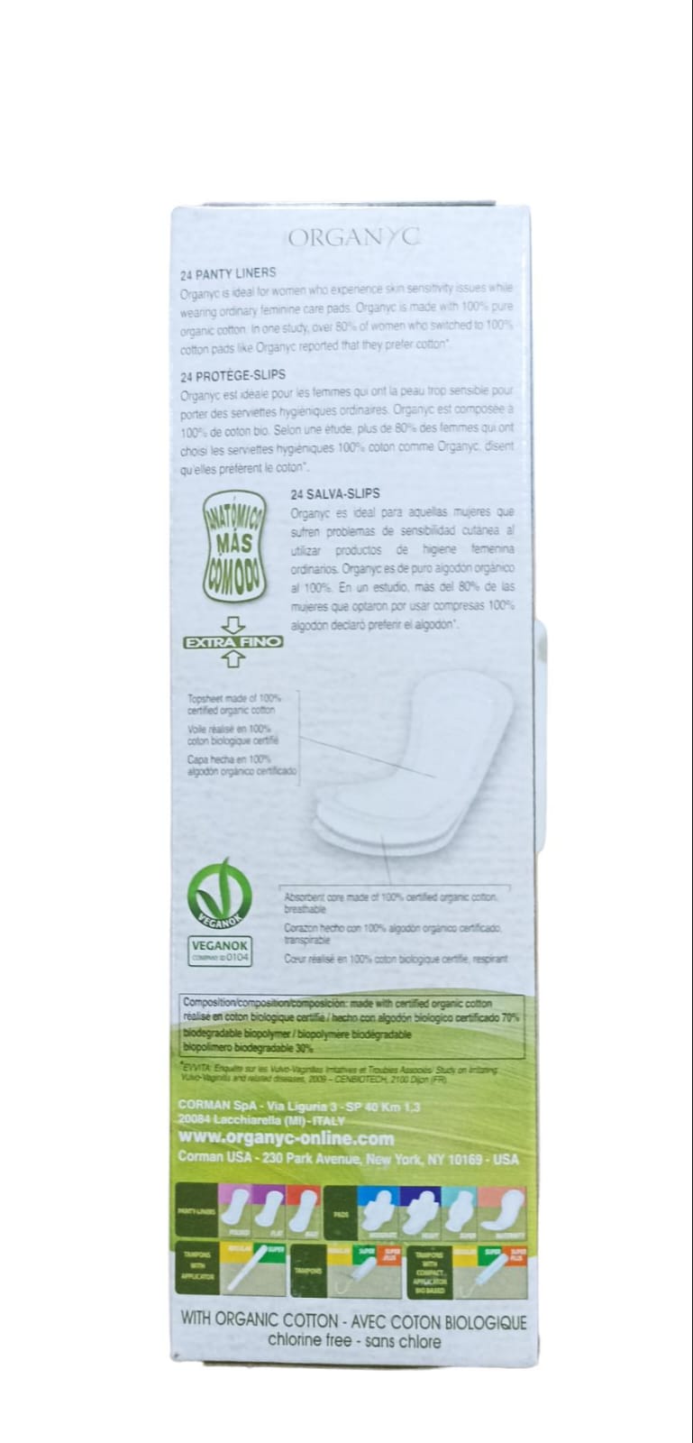 Toallas Intimas Sanitarias Uso Diario Organyc 100% Algodón