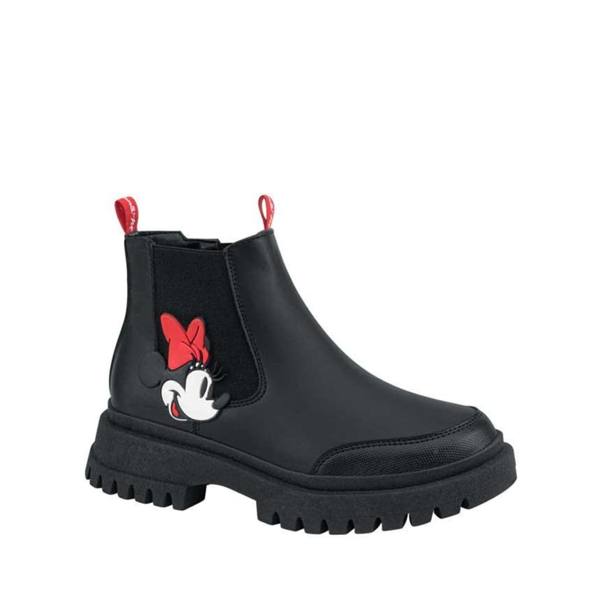 Botines tipo Chelsea de Minnie Mouse con su cara al costado mod