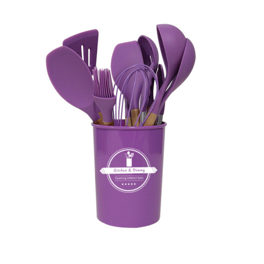 Utensilios De Cocina Morados De Silicona Juego De 12 Grado De Comida