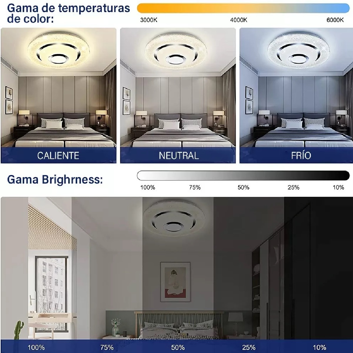 Lámpara De Techo Bluetooth Música Led Rgb Plafón Con Bocina Azul