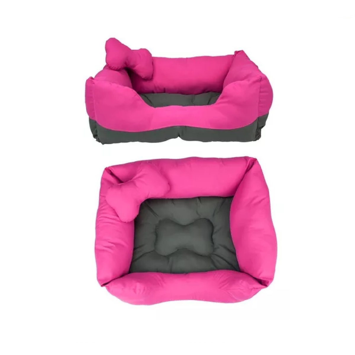 Cama Rectangular Bicolor Rosa / Gris Mascotas