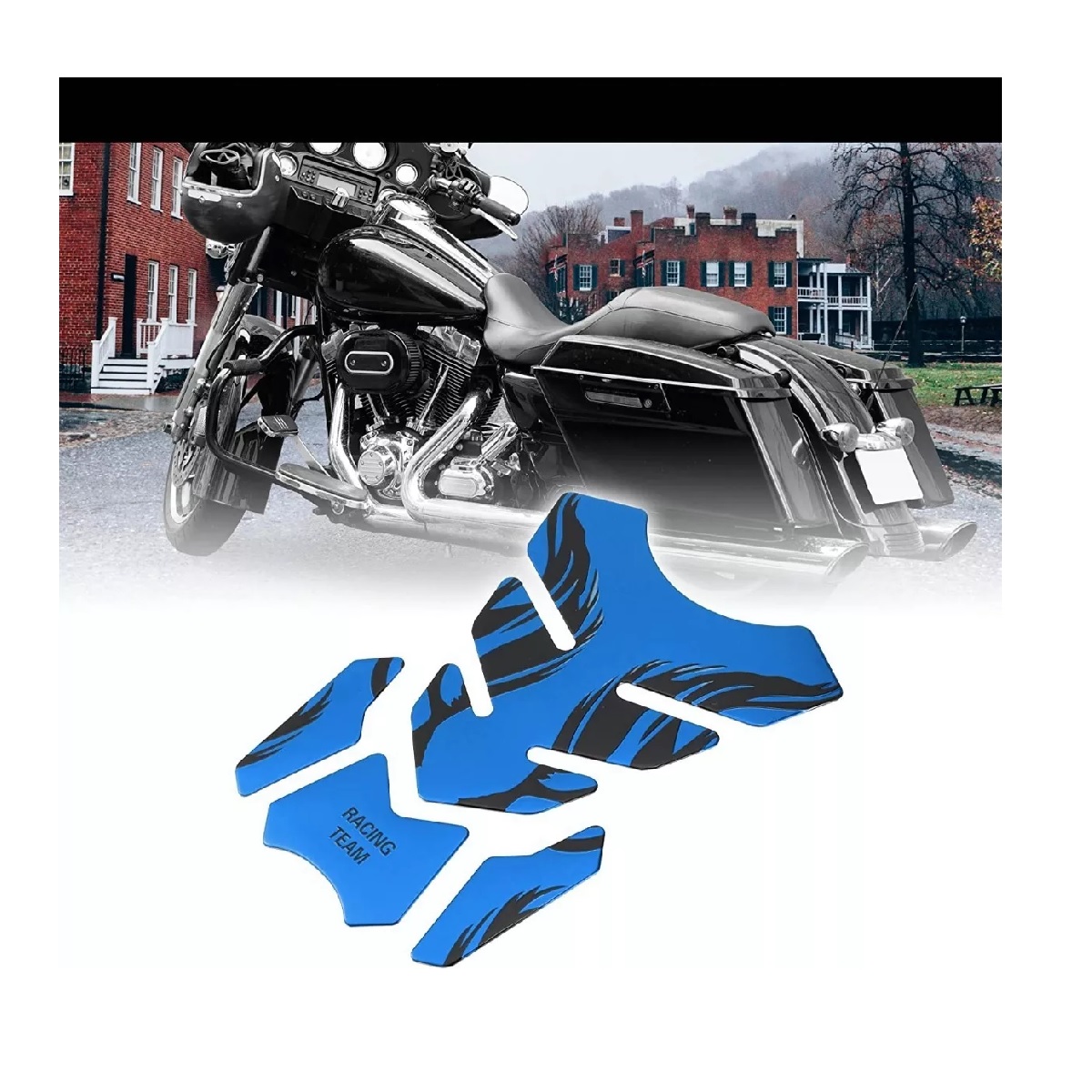 Calcomanias Motos 3d Protector De Cubre Tanque Azul