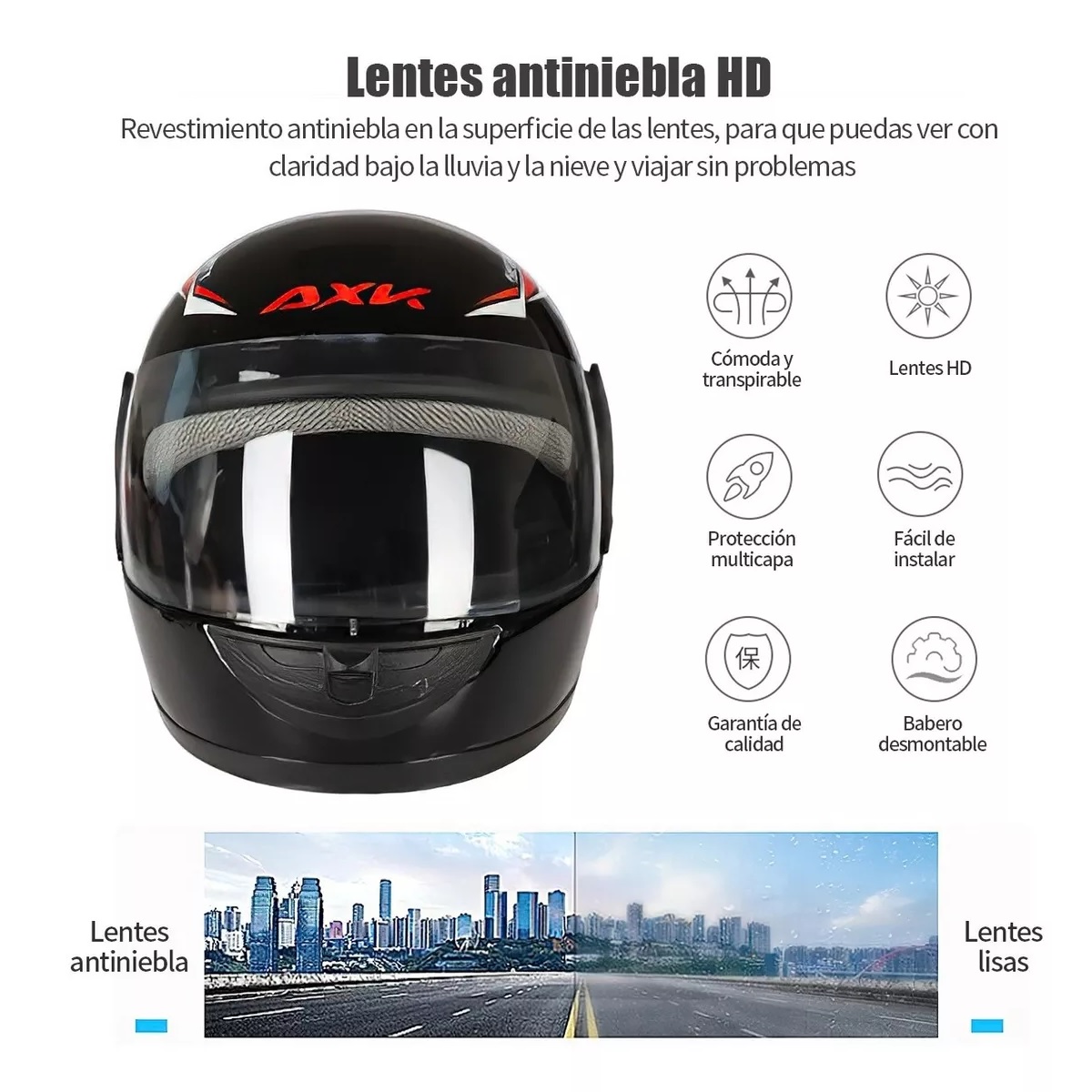 Casco Moto Abatible Negro Brillante Motociclista Con Bufanda