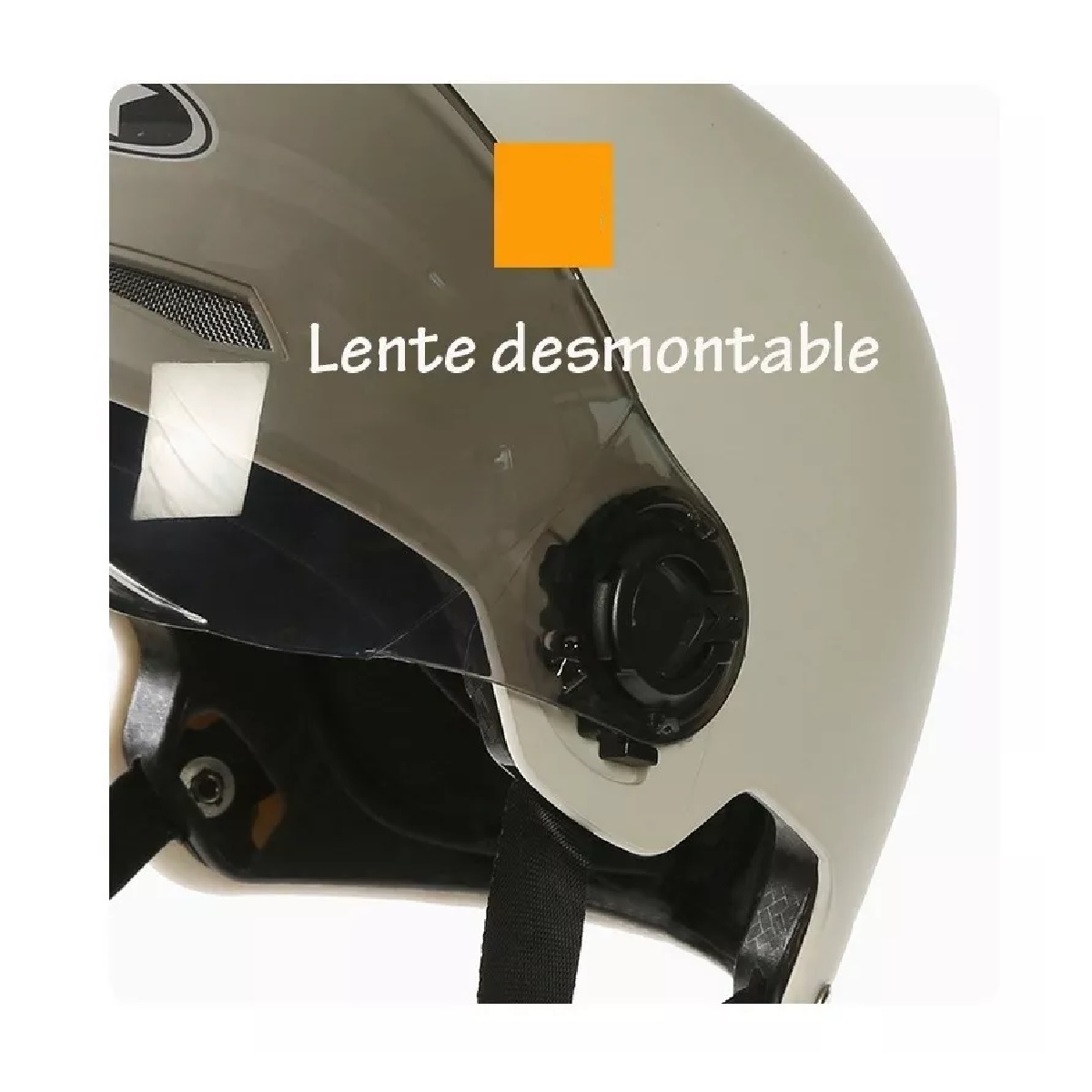 Casco Abierto Abatible Motociclista Uso Rudo Gafas Humo Gris