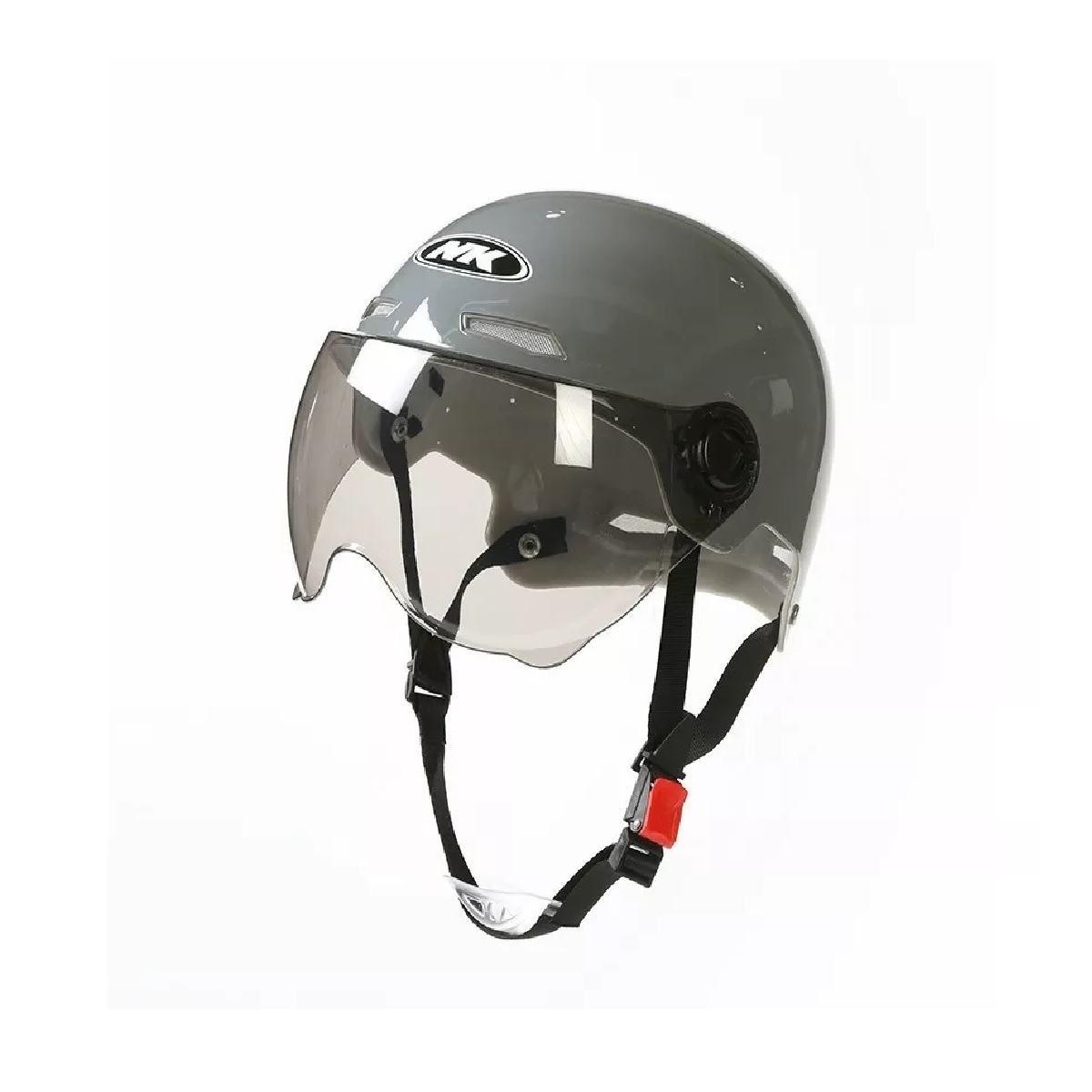 Casco Abierto Abatible Motociclista Uso Rudo Gafas Humo Gris