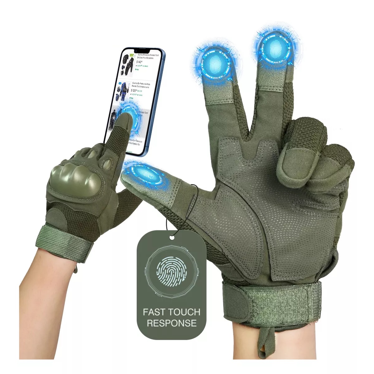 Guantes De Proteccion Para Moto Táctil Anti Derrape Green XL