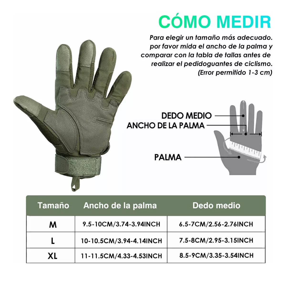 Guantes De Proteccion Para Moto Táctil Anti Derrape Green XL