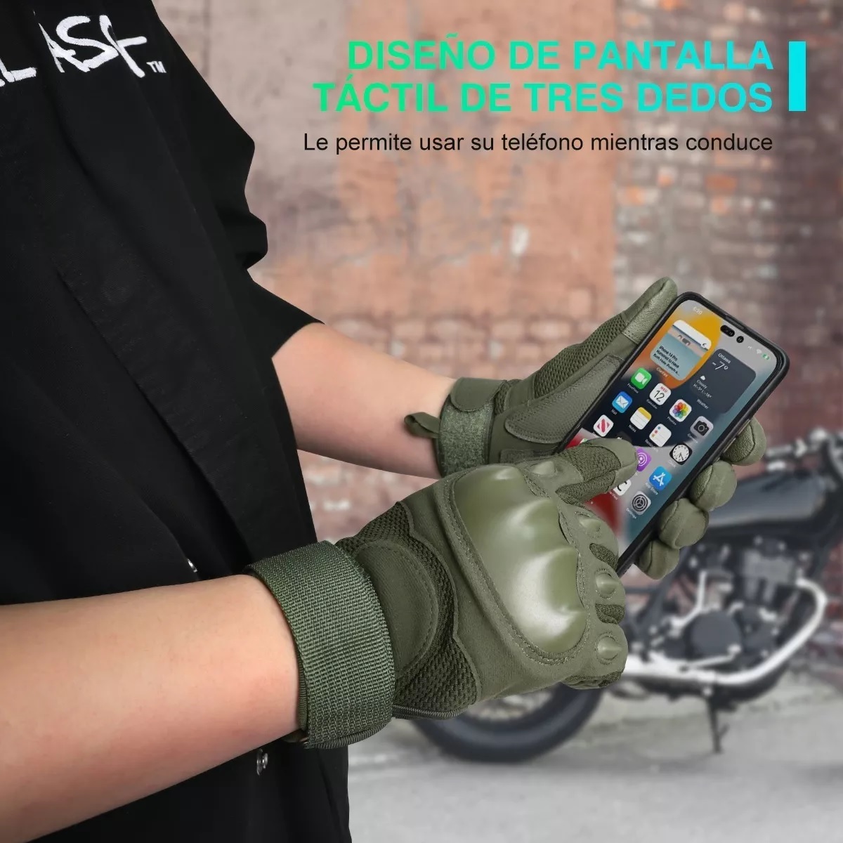 Guantes De Proteccion Para Moto Táctil Anti Derrape Green XL