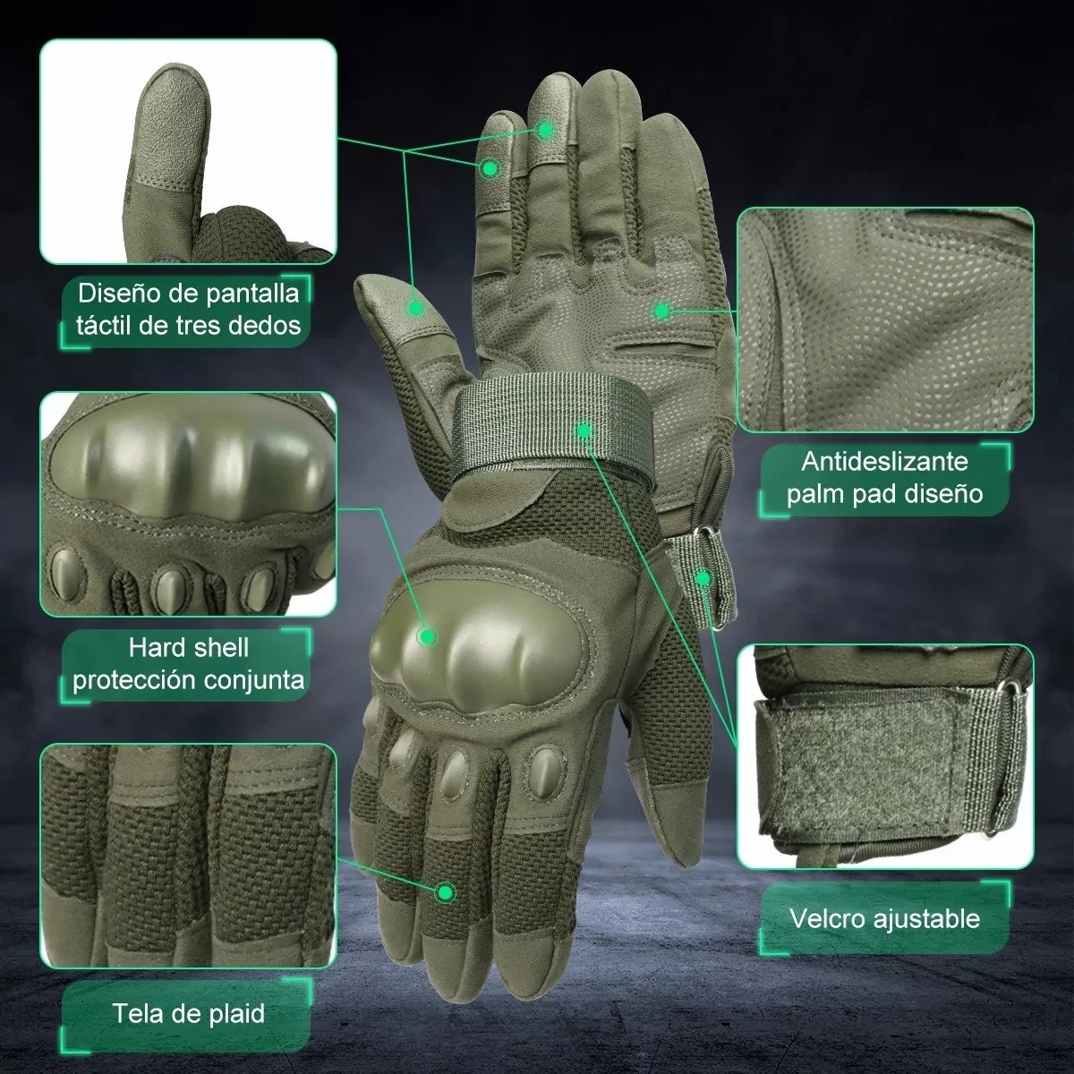 Guantes De Proteccion Para Moto Táctil Anti Derrape Green XL