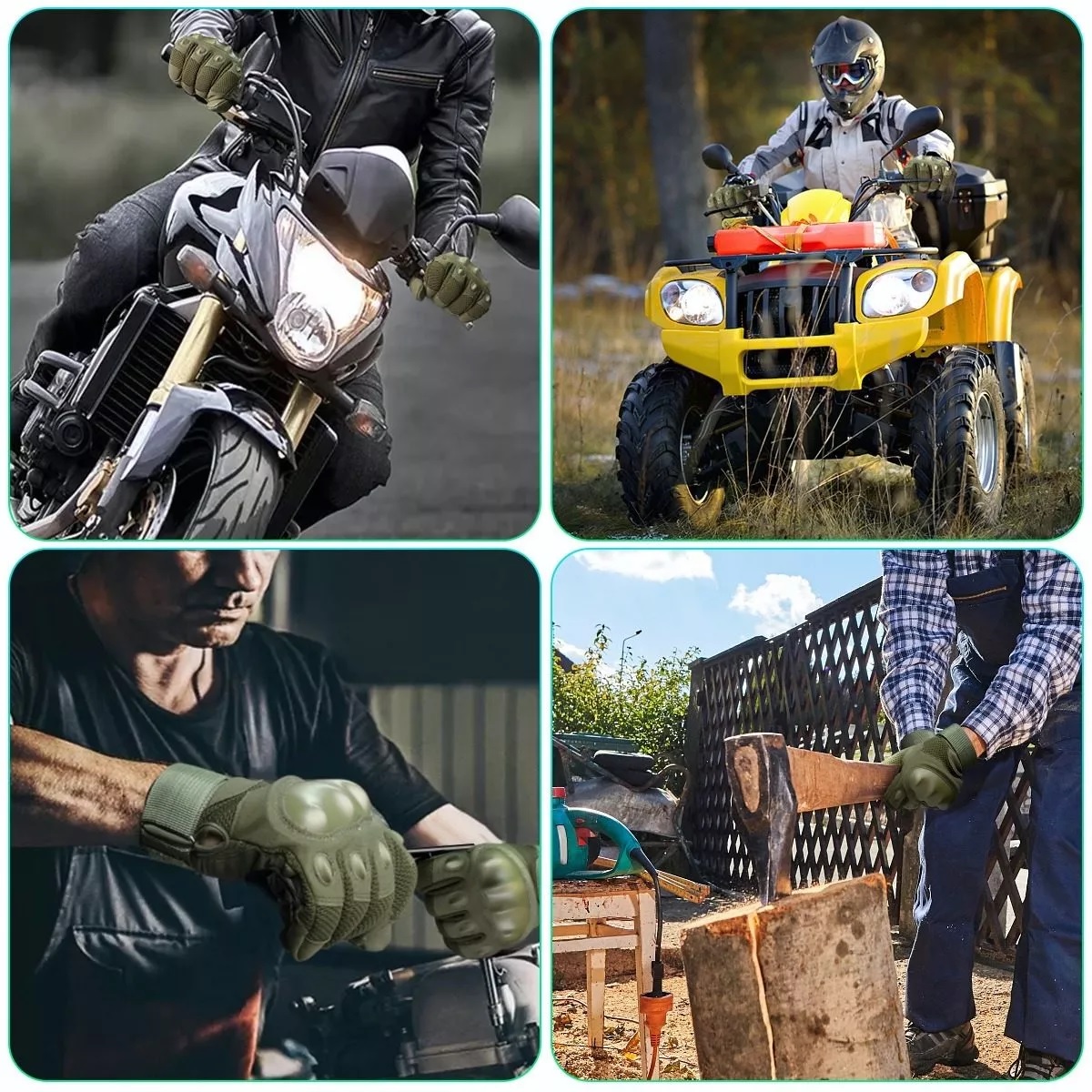 Guantes De Proteccion Para Moto Táctil Anti Derrape Green XL