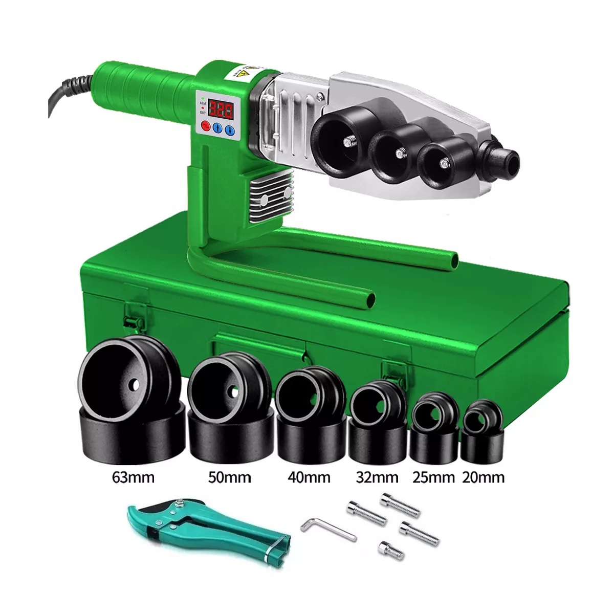 Kit Termofusor 1000w Pantalla Digital De Con 6 Dados+tijeras Verde