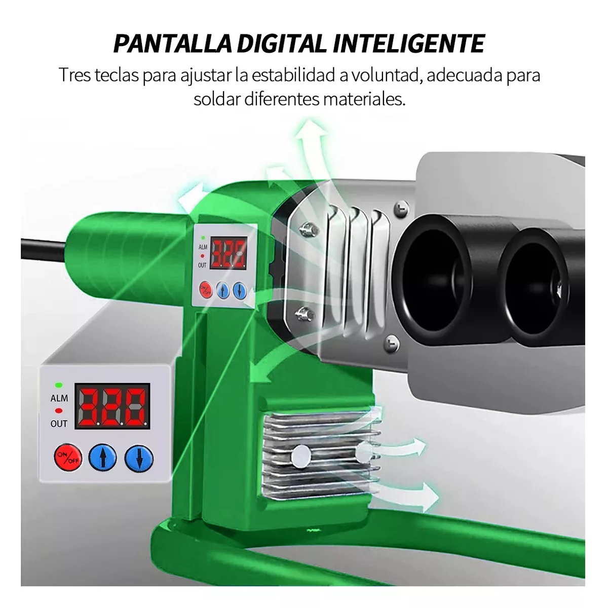 Kit Termofusor 1000w Pantalla Digital De Con 6 Dados+tijeras Verde