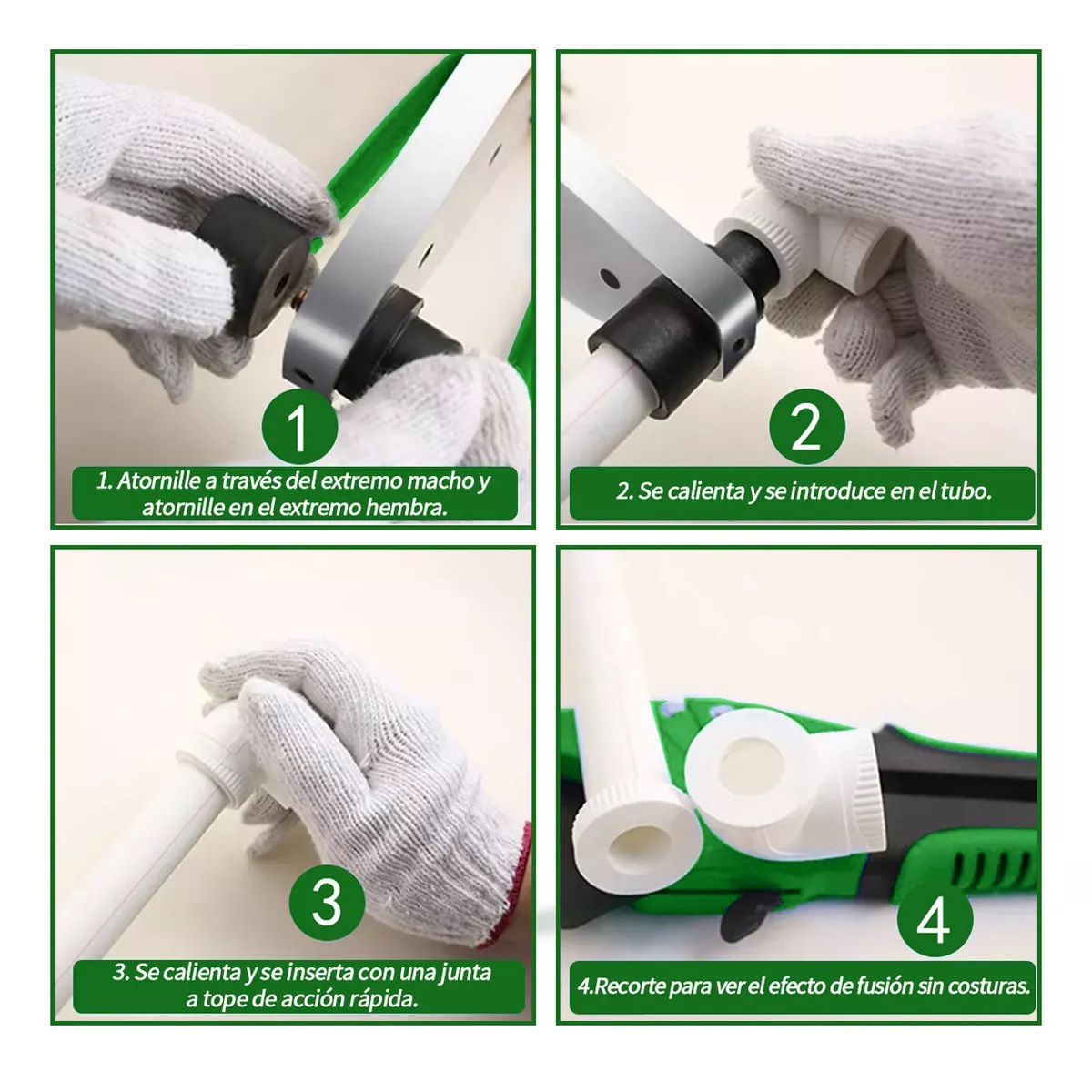 Kit Termofusor 1000w Pantalla Digital De Con 6 Dados+tijeras Verde