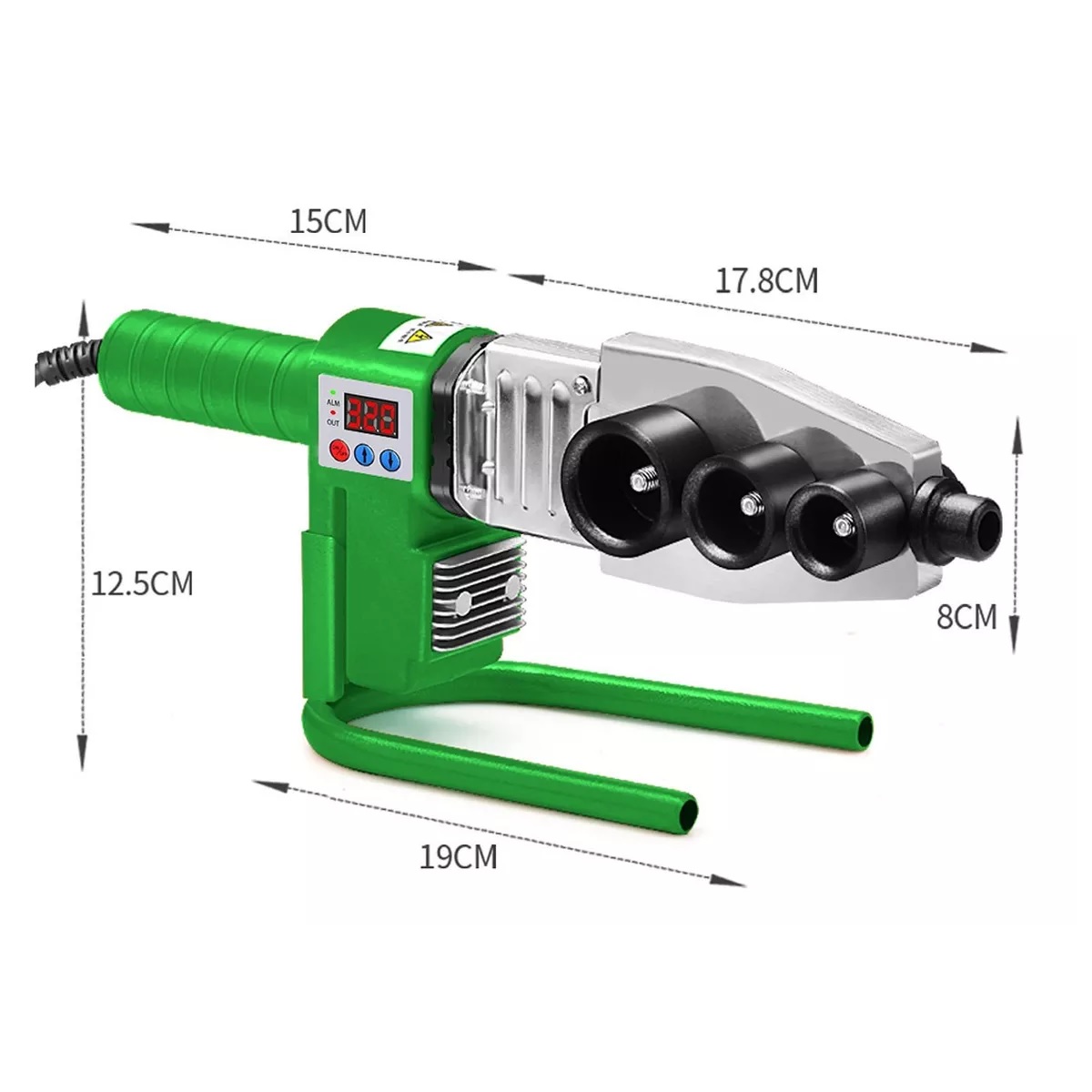 Kit Termofusor 1000w Pantalla Digital De Con 6 Dados+tijeras Verde