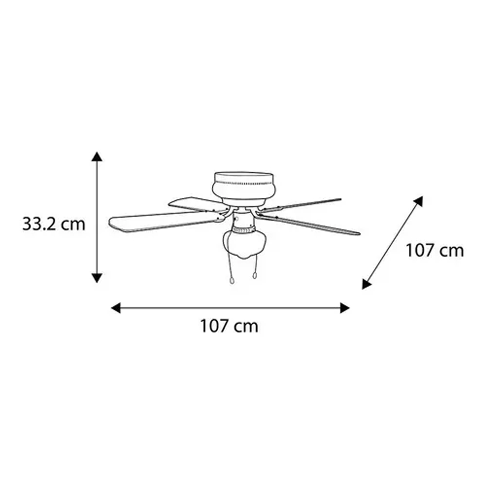 Ventilador de Techo con Lámpara LED de 42", 4 Aspas Fijas y 6 Velocidades Megaluz CF1135-42