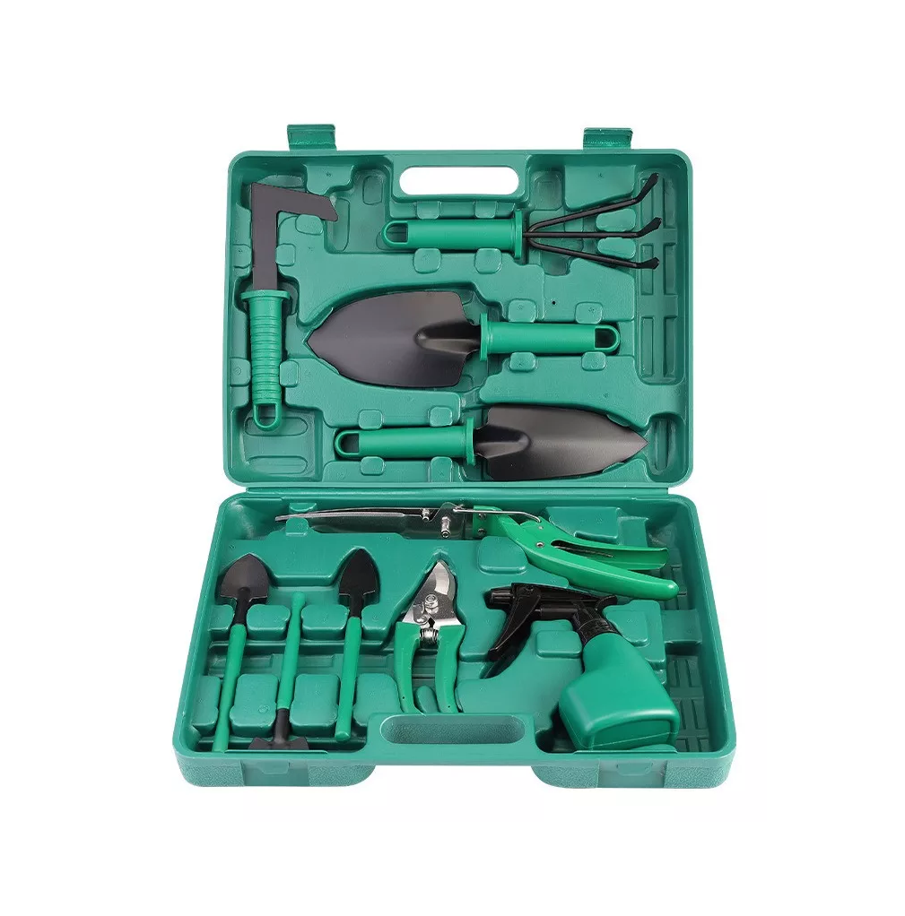 Herramientas Jardinería, 10 Piezas Verde con Negro