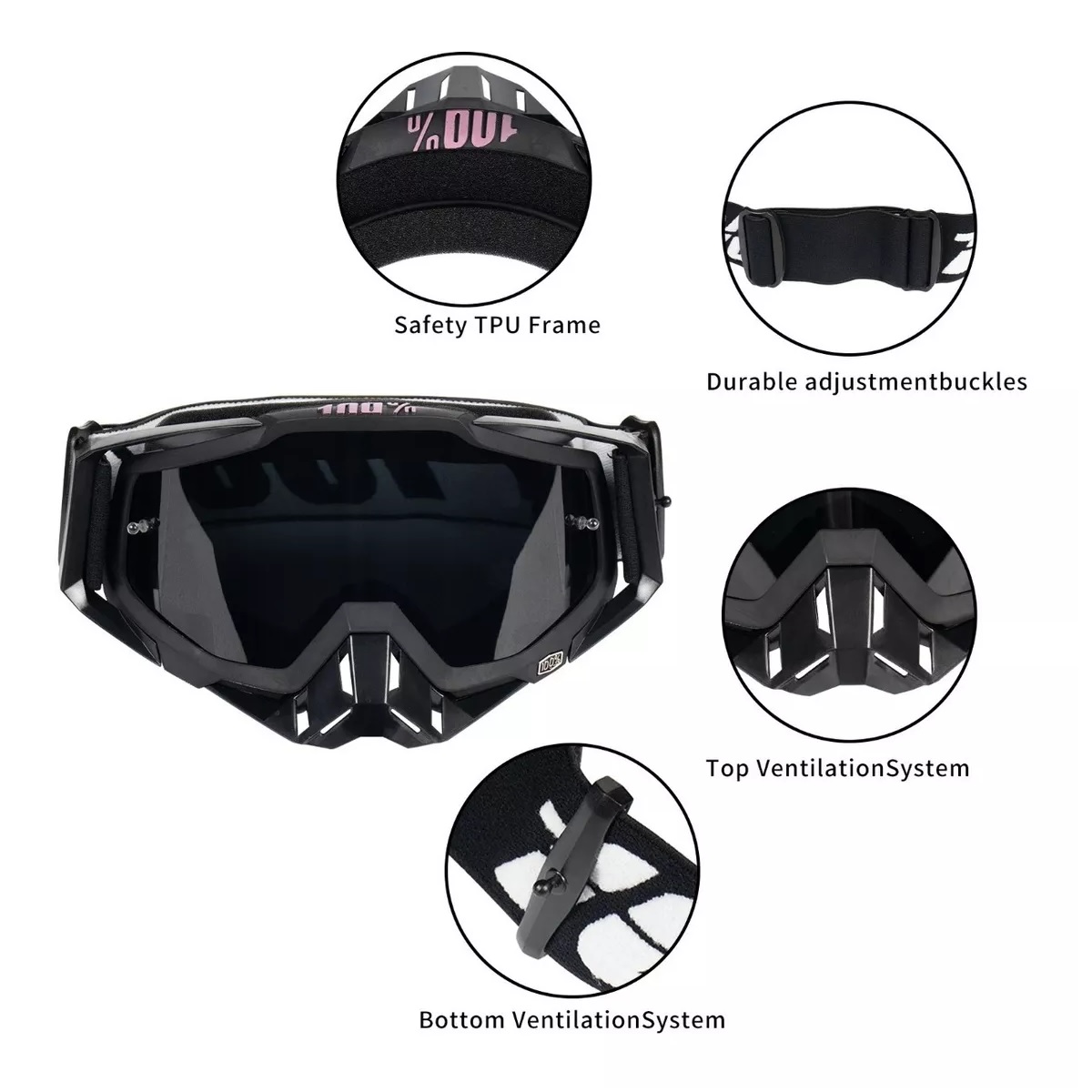 Goggles Motocross Gafas De Esquí Mtb Motociclista Negro