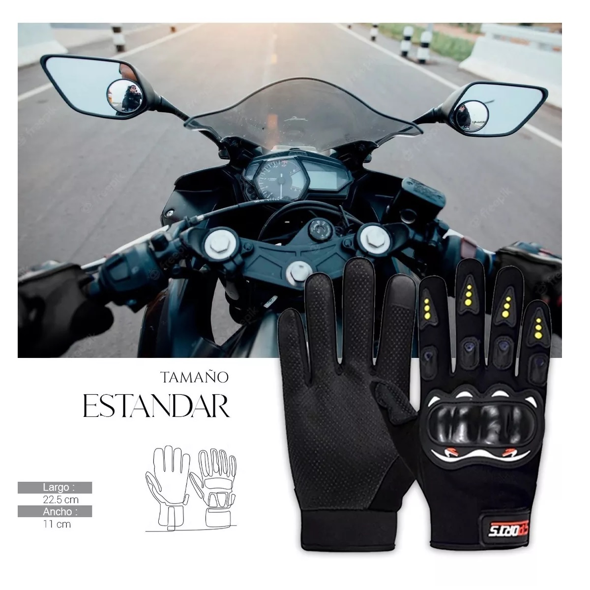 Guantes Con Proteccion Motociclista Anti Derrape Táctil Grande