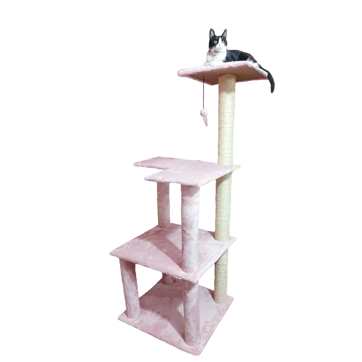 Torre Rascador Para Gato 160 Cm Tres Pisos color Rosa