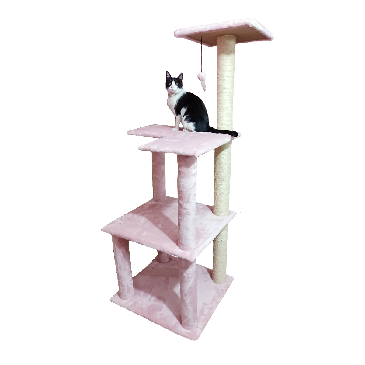 Torre Rascador Para Gato 160 Cm Tres Pisos color Rosa