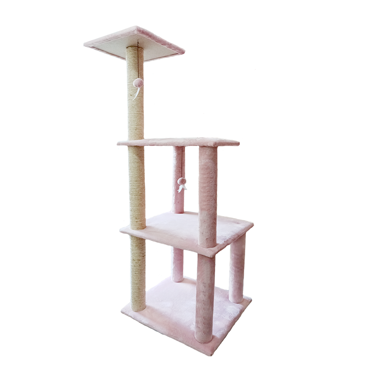 Torre Rascador Para Gato 160 Cm Tres Pisos color Rosa