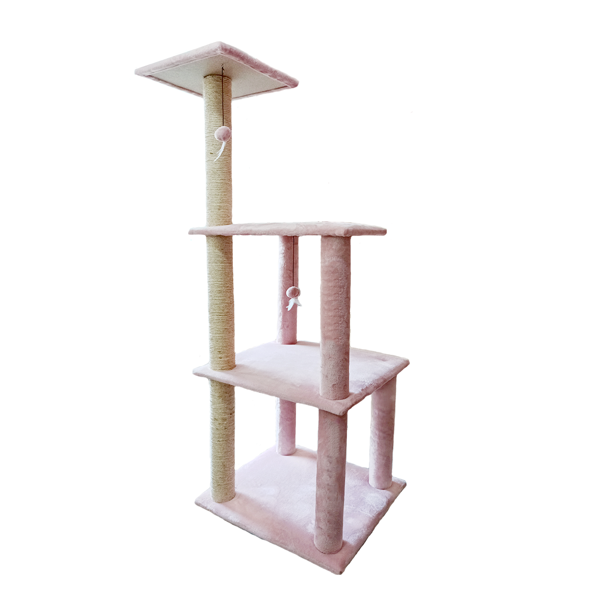 Torre Rascador Para Gato 160 Cm Tres Pisos color Rosa