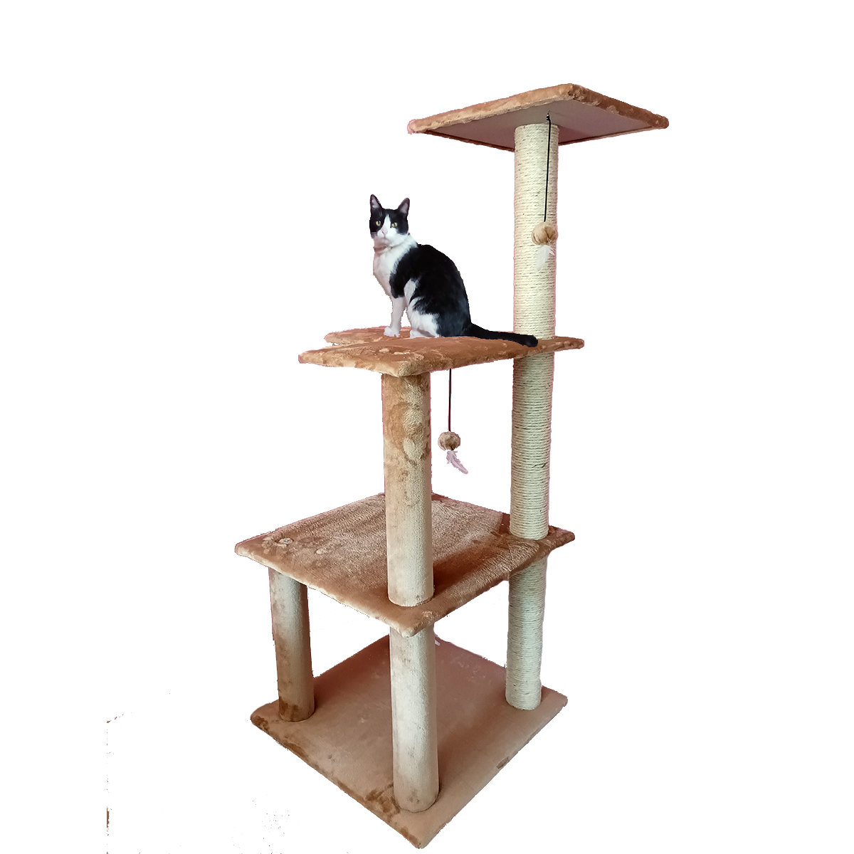 Torre Rascador Para Gato 160 Cm Tres Pisos Color Beige