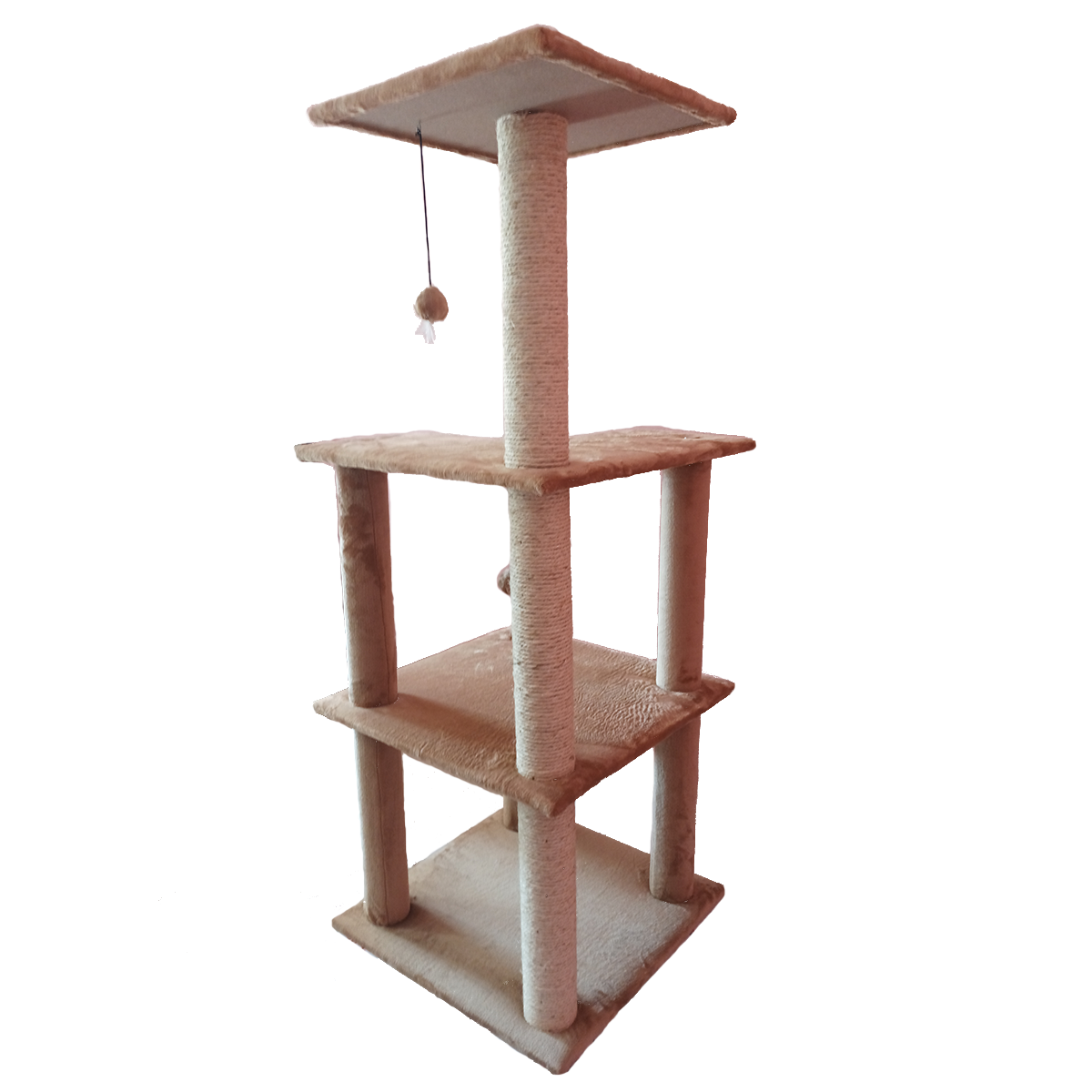Torre Rascador Para Gato 160 Cm Tres Pisos Color Beige