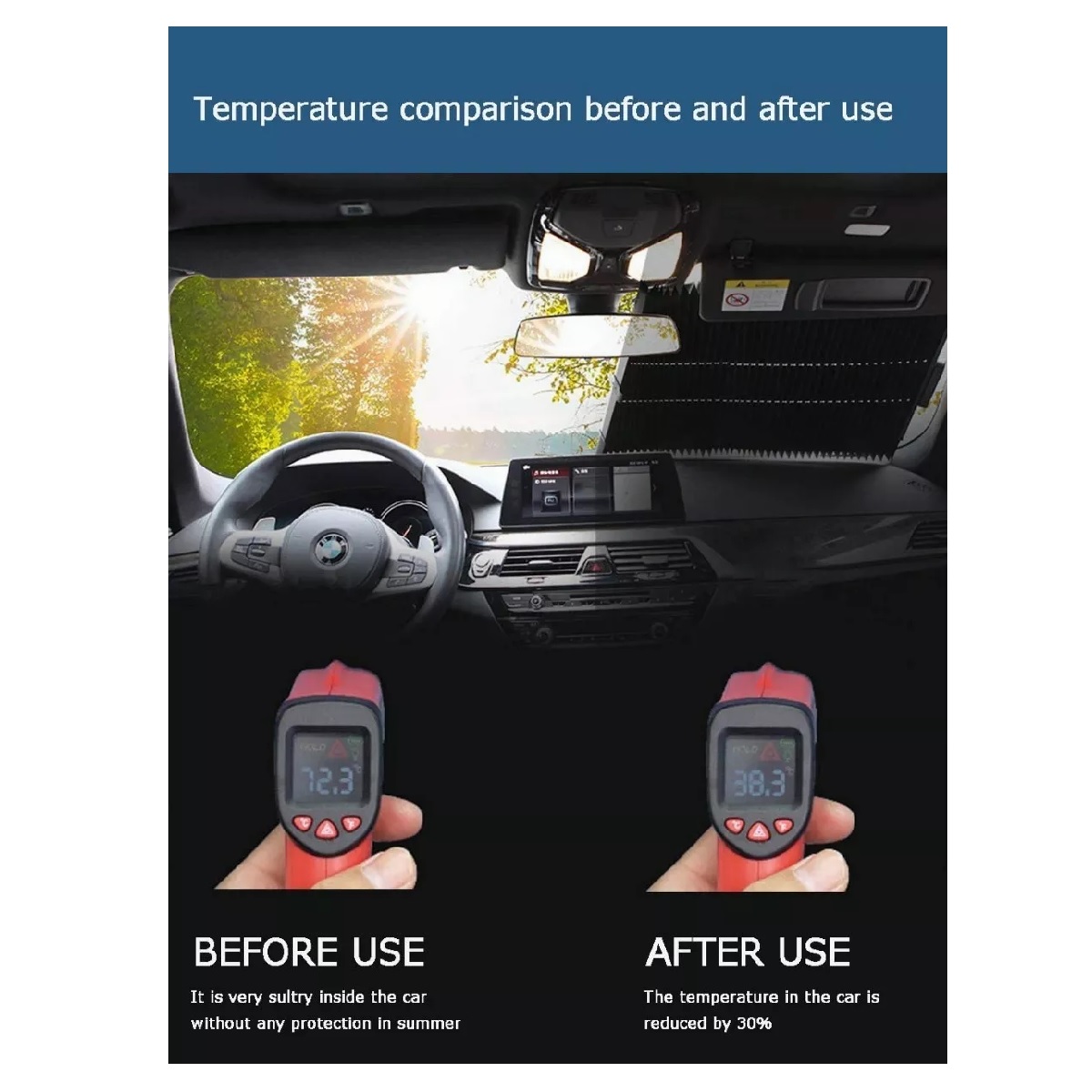 Parasol Cubre Sol Retráctil Para Parabrisas Auto O Camioneta