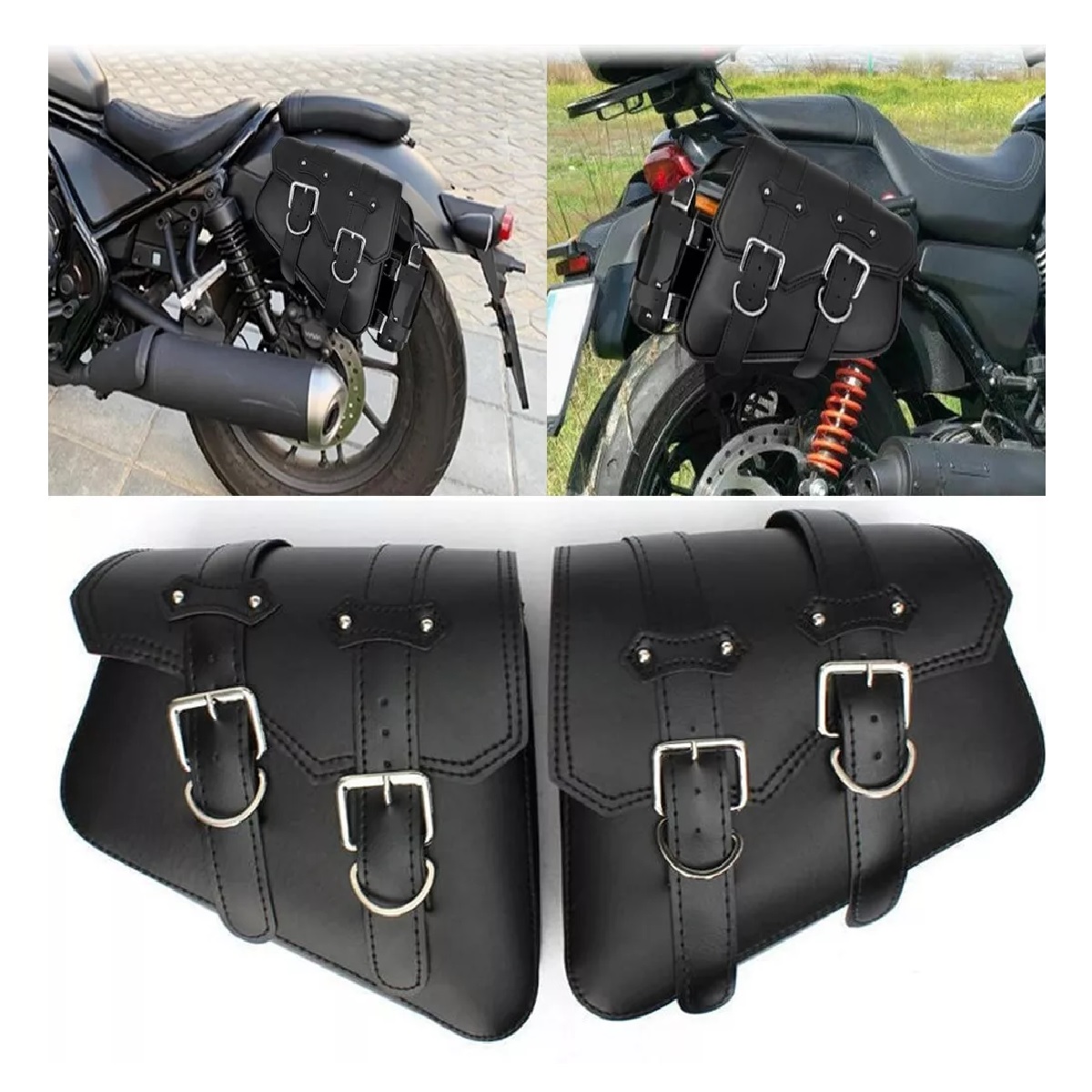 Alforjas Laterales De Cuero Para Motocicleta Tipo Harley