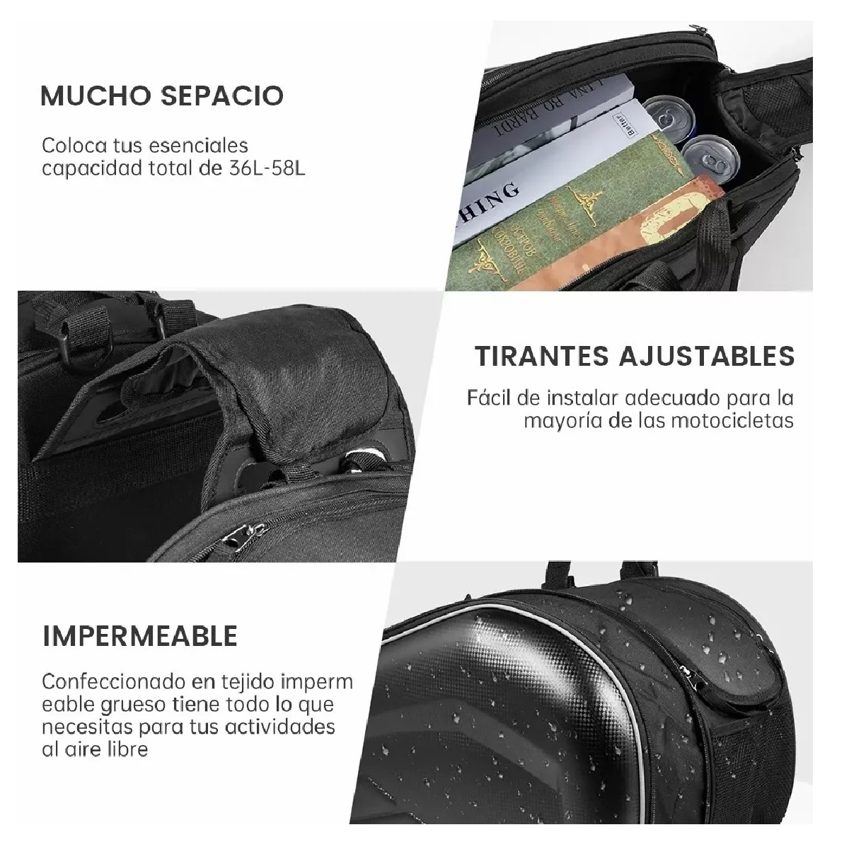 Pack Alforjas Universales Para Motocicleta Bolsas Impermeable 2 Pzas
