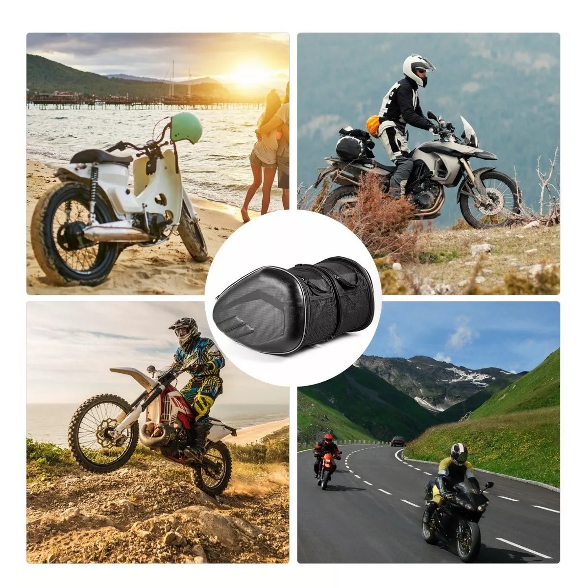 Pack Alforjas Universales Para Motocicleta Bolsas Impermeable 2 Pzas