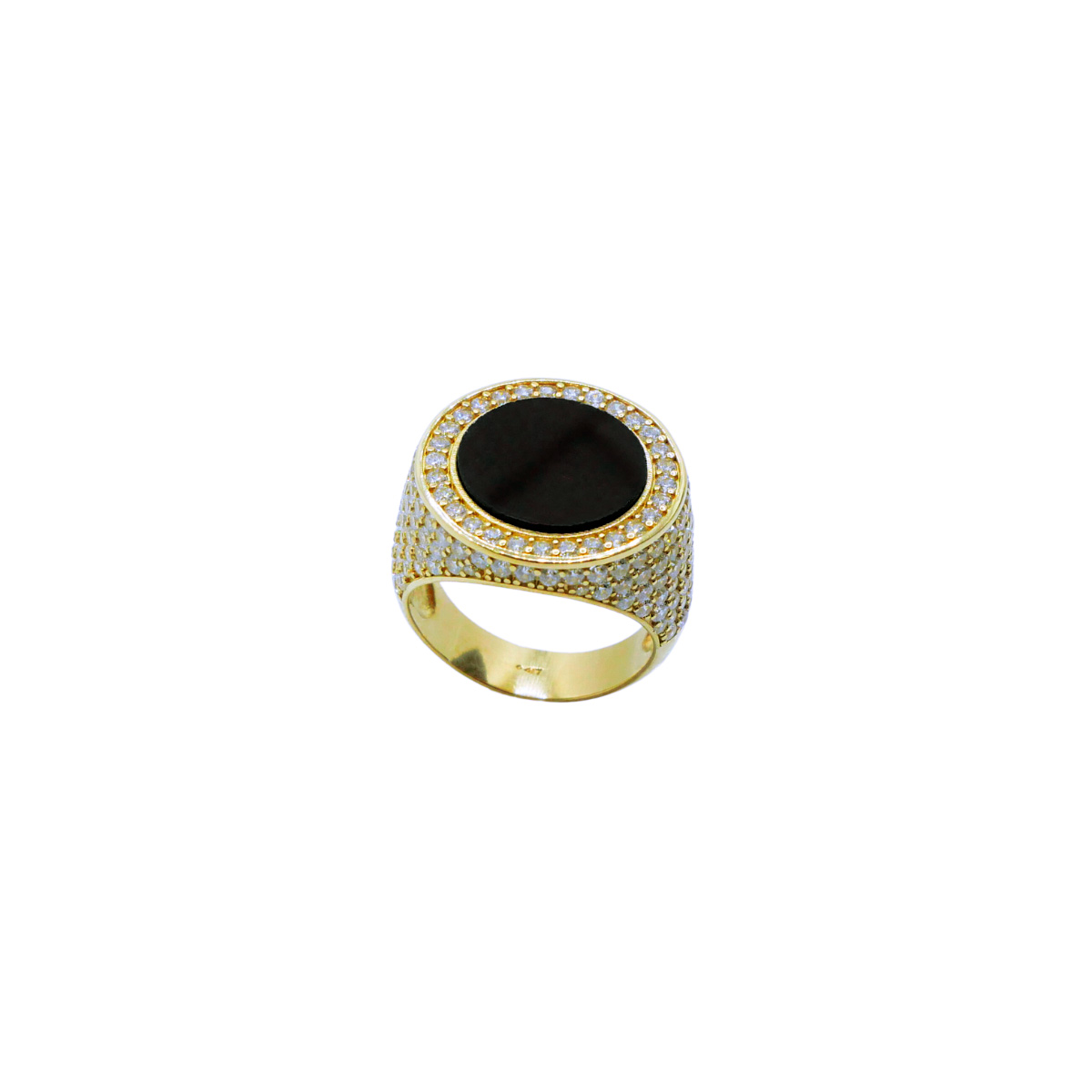 Anillo ónix oro 10k con piedra zirconia